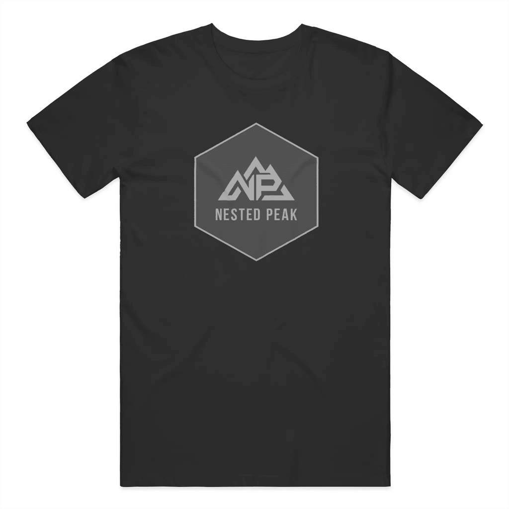 NP 26 HB Men's DryBlend T-Shirt | Black, Gravel, Sapphire - Nested Peak LLC