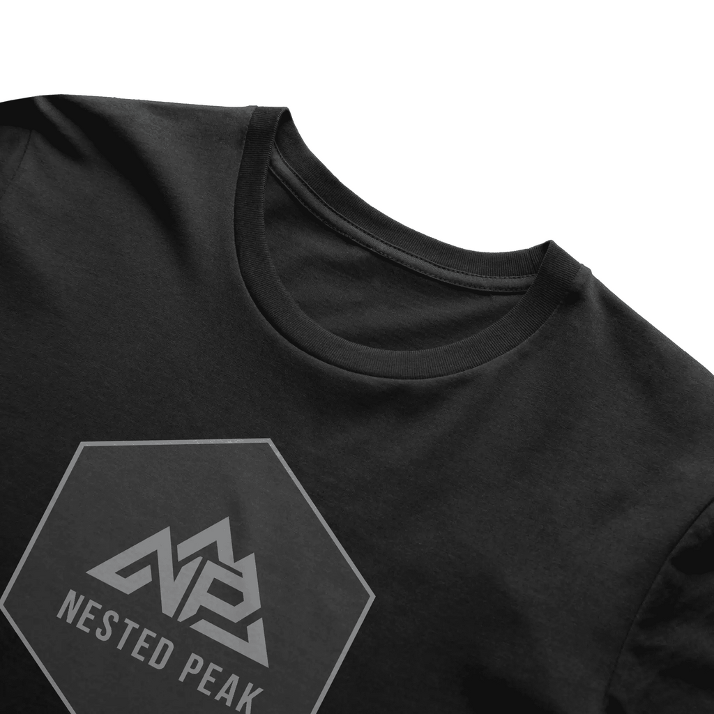 NP 26 HB Men's DryBlend T-Shirt | Black, Gravel, Sapphire - Nested Peak LLC