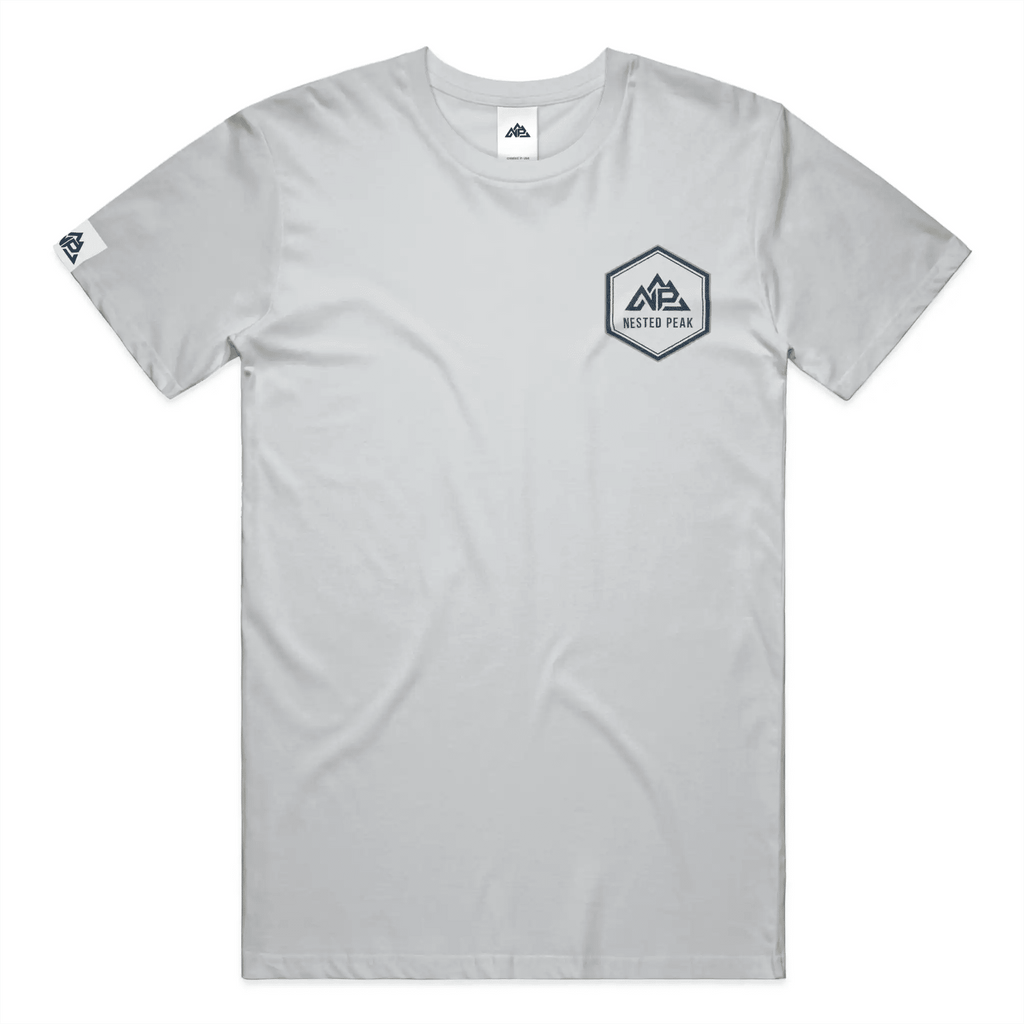 NP 26 Hex Men's Dri-Power T-Shirt | Silver, Navy, Columbia Blue - Nested Peak
