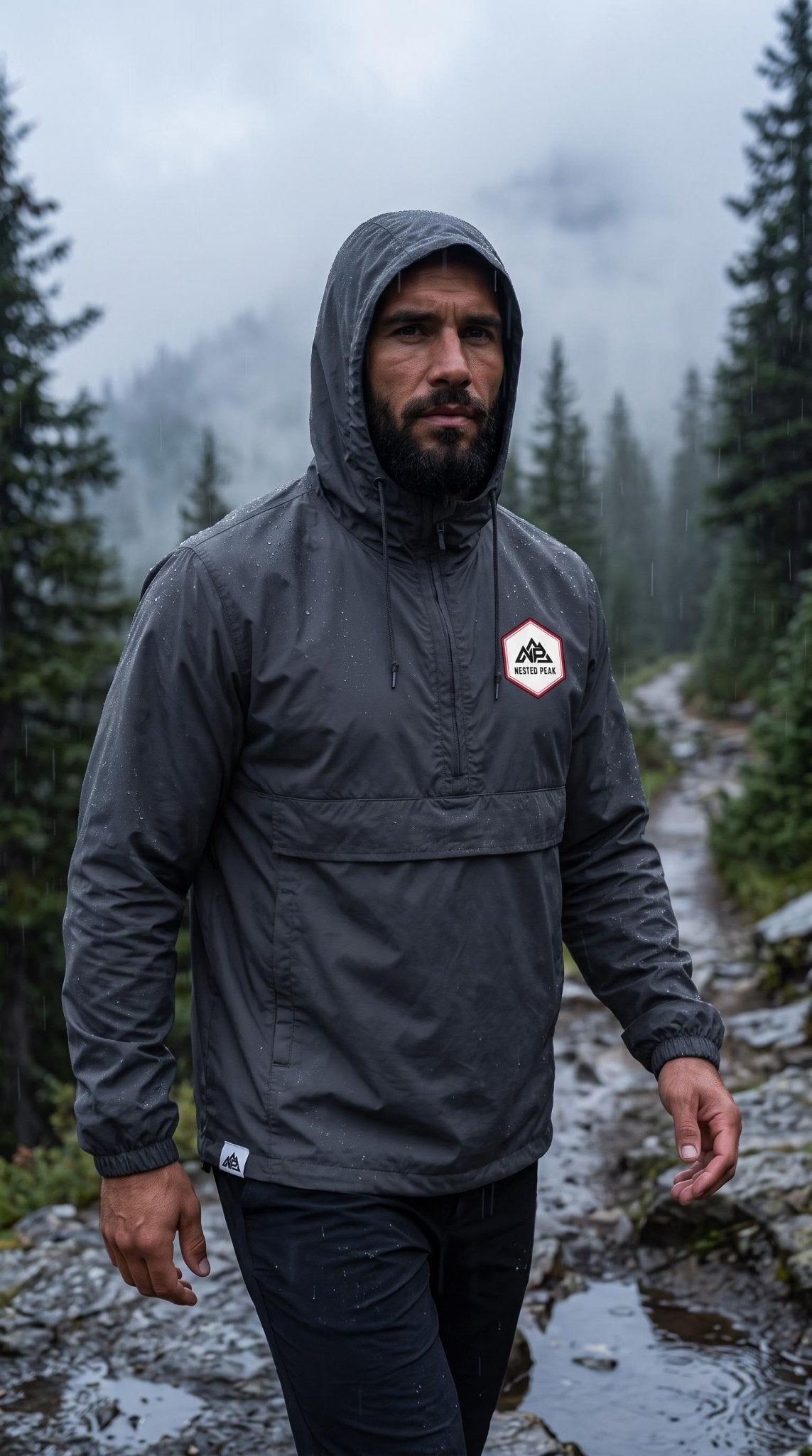 NP 26 Hex Men's Water Resistant Anorak Jacket | Graphite, Navy, Black - Nested Peak