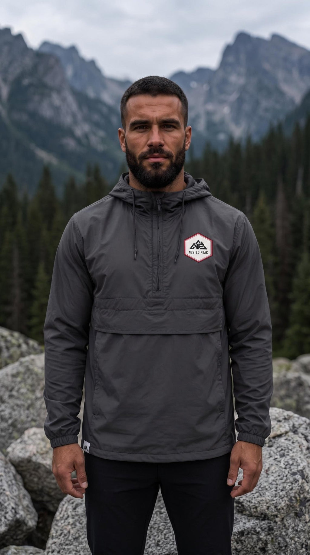 NP 26 Hex Men's Water Resistant Anorak Jacket | Graphite, Navy, Black - Nested Peak