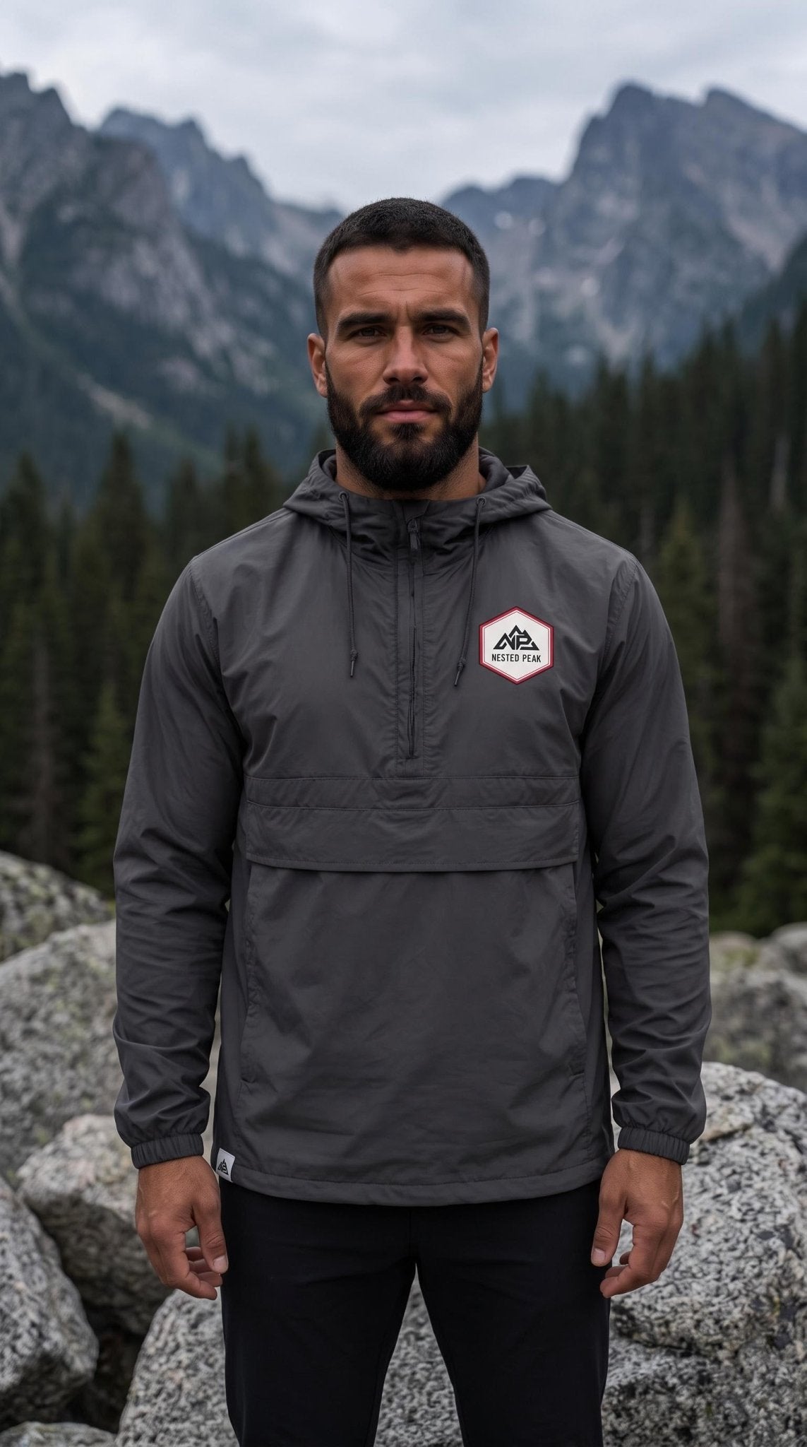 NP 26 Hex Men's Water Resistant Anorak Jacket | Graphite, Navy, Black - Nested Peak