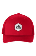 NP 26 Hex Six Panel Retro Trucker Cap | Red, Silver, Black - Nested Peak