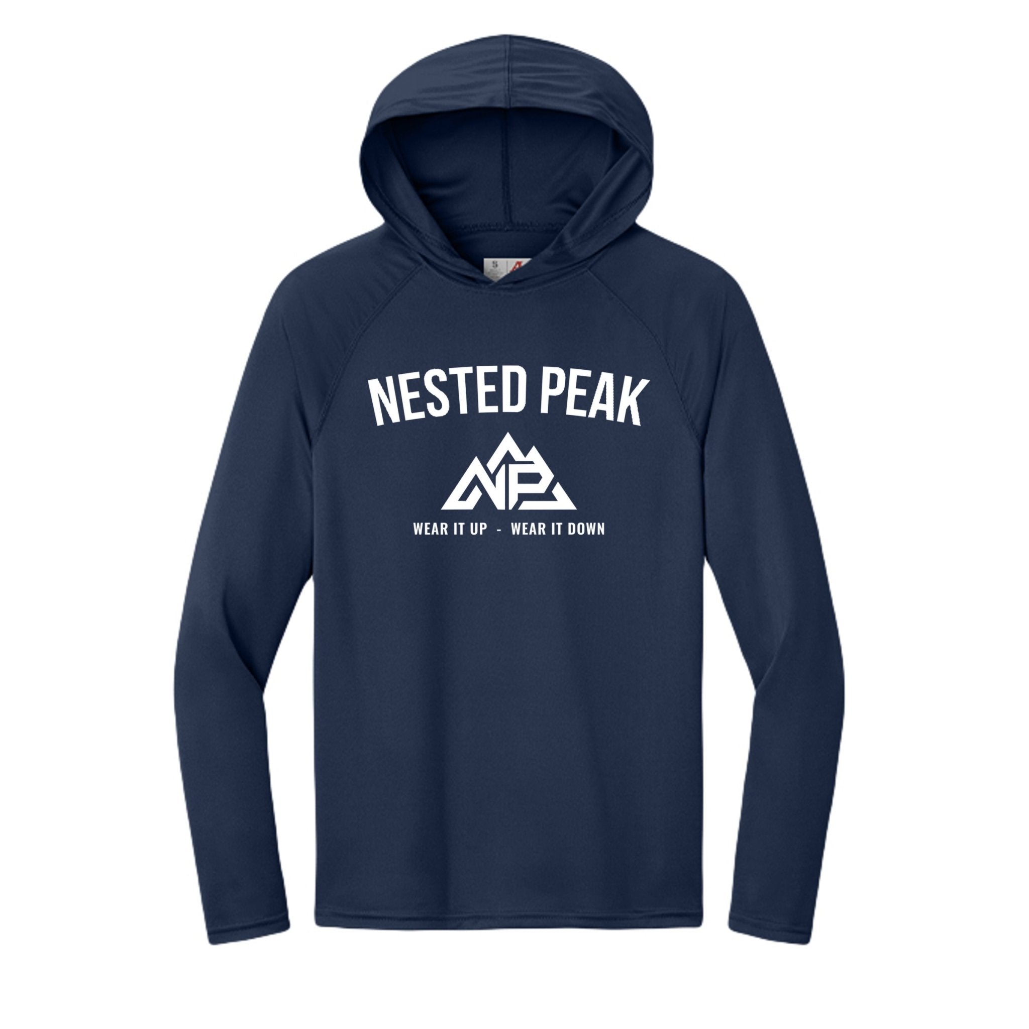 NP 26 Men's Badge Cooling Hooded Long-Sleeve | Silver, Scarlet, Pastel Blue, Navy, Graphite, Black - Nested Peak