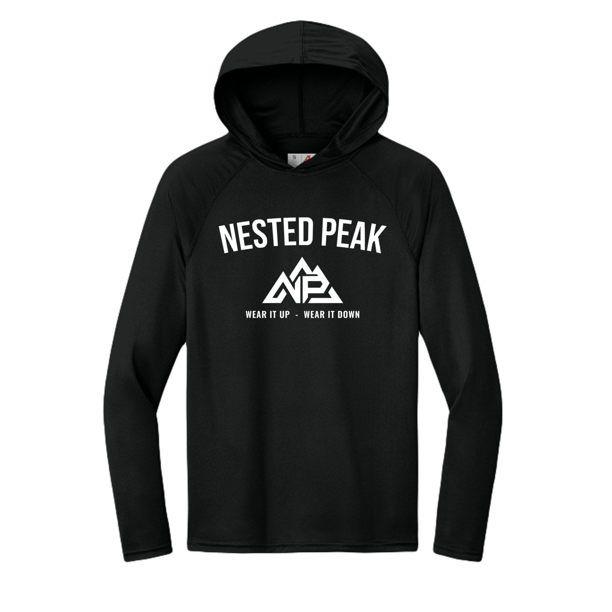 NP 26 Men's Badge Cooling Hooded Long-Sleeve | Silver, Scarlet, Pastel Blue, Navy, Graphite, Black - Nested Peak