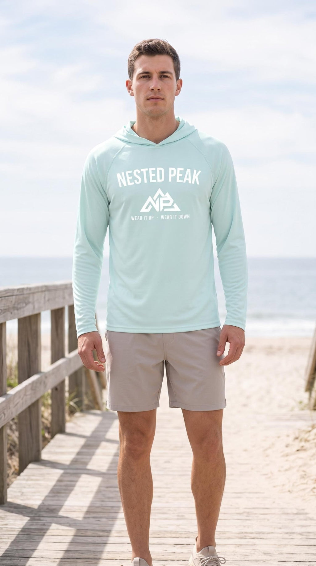 NP 26 Men's Badge Cooling Hooded Long-Sleeve | Silver, Scarlet, Pastel Blue, Navy, Graphite, Black - Nested Peak