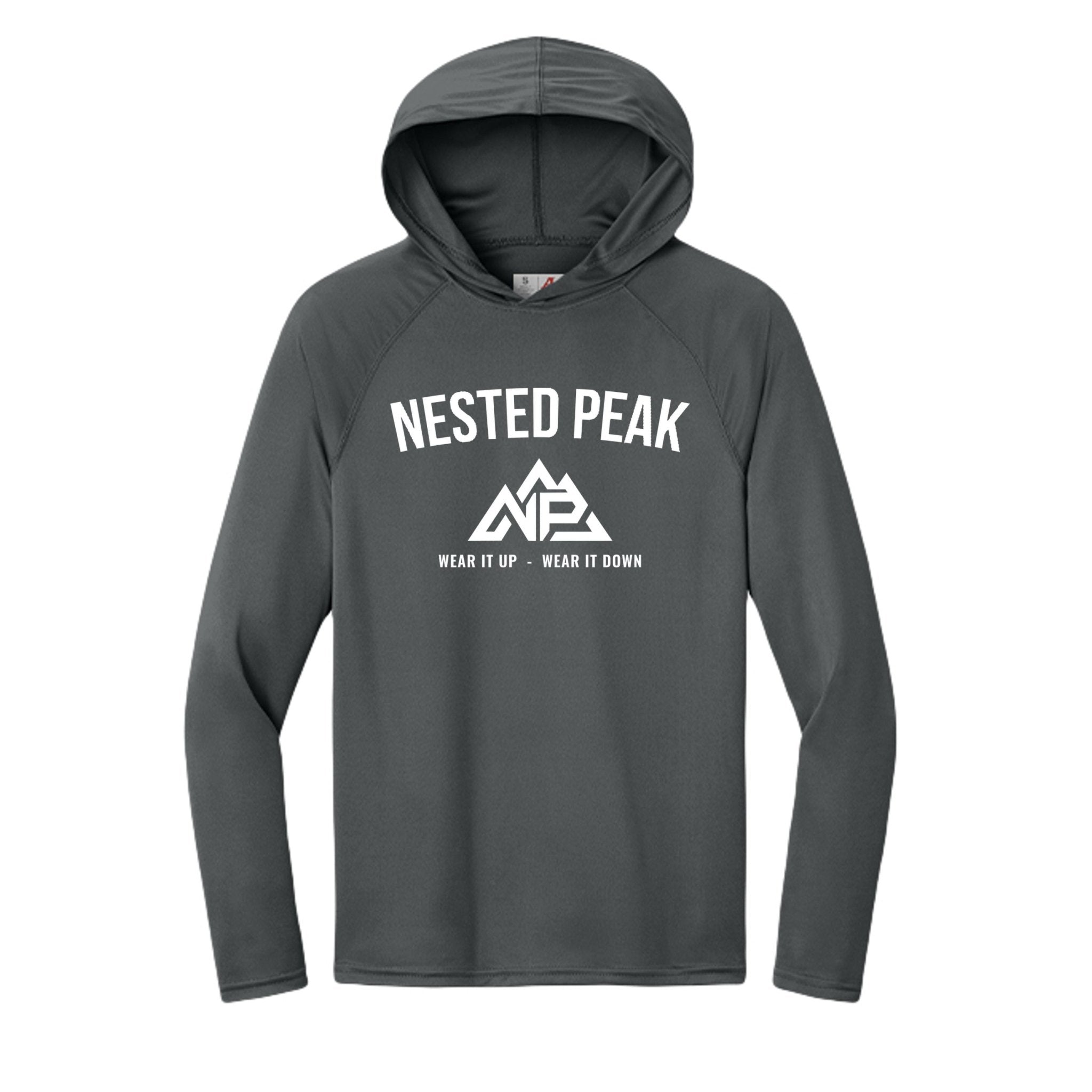NP 26 Men's Badge Cooling Hooded Long-Sleeve | Silver, Scarlet, Pastel Blue, Navy, Graphite, Black - Nested Peak