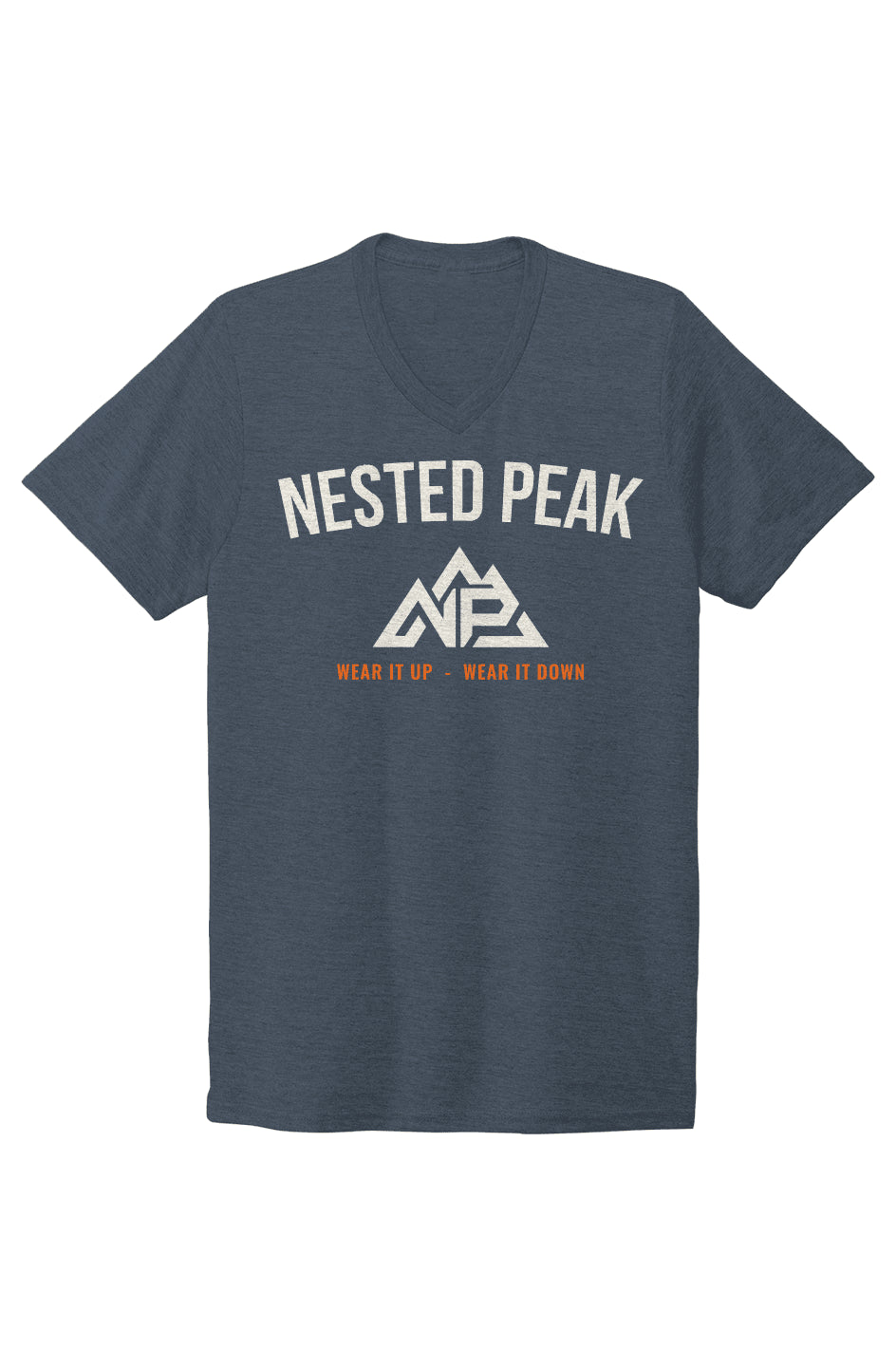 NP 26 Men's Bridge Tri-Blend V-Neck | Rebel Blue, Space Black, Aluminum Grey - Nested Peak