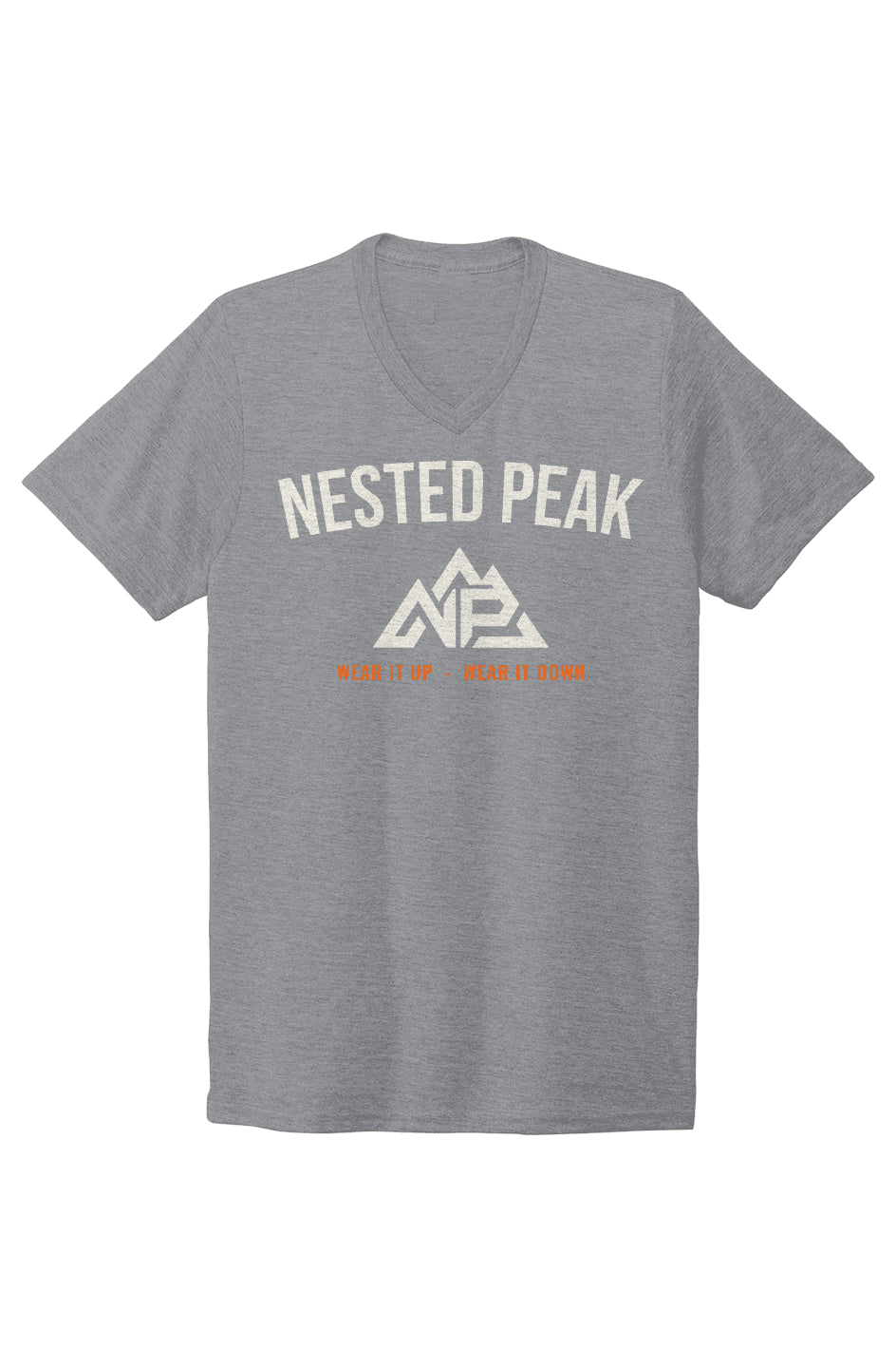 NP 26 Men's Bridge Tri-Blend V-Neck | Rebel Blue, Space Black, Aluminum Grey - Nested Peak