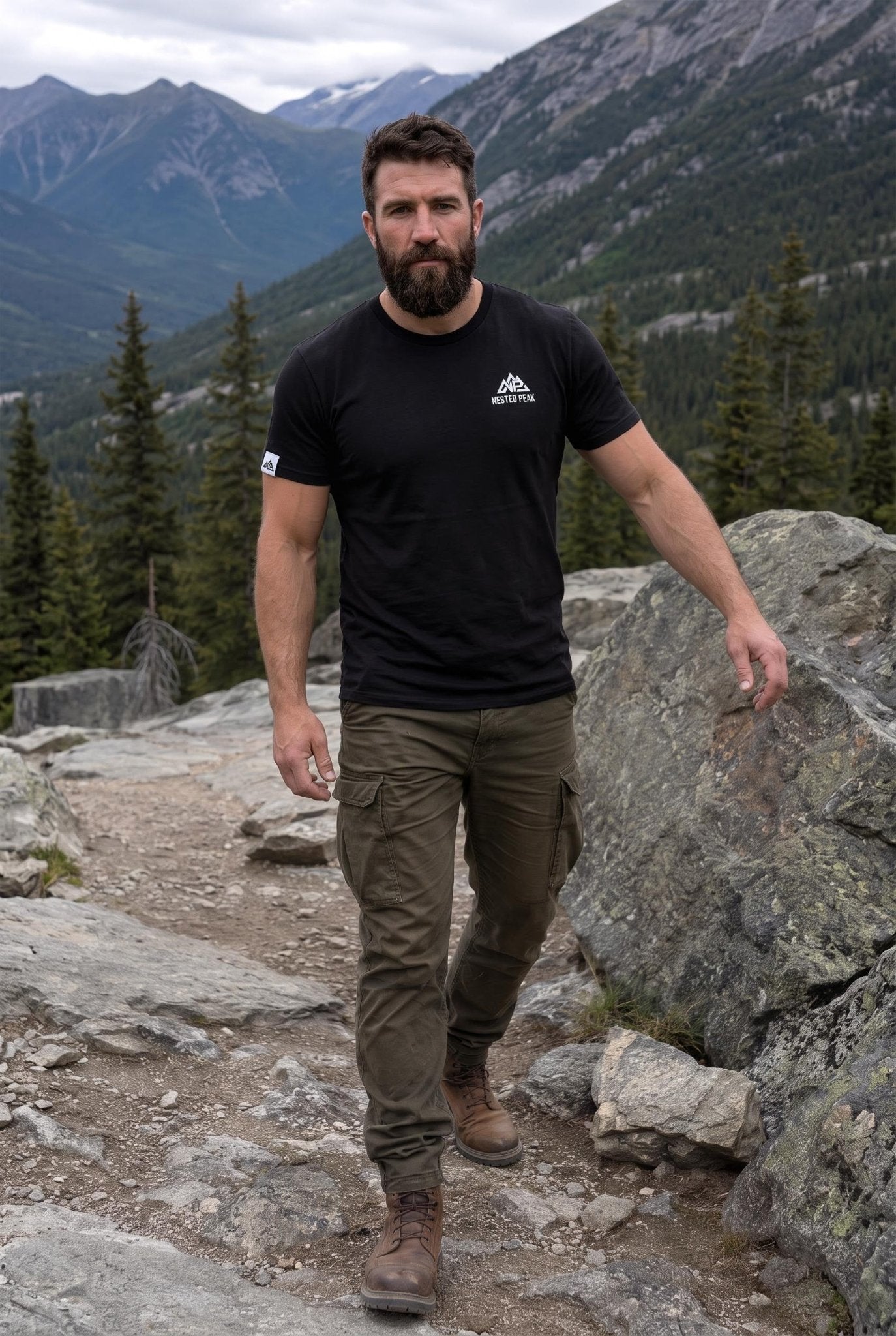 NP 26 Men's Dry Blend Short Sleeve T-Shirt | Kelly, Black, Navy - Nested Peak