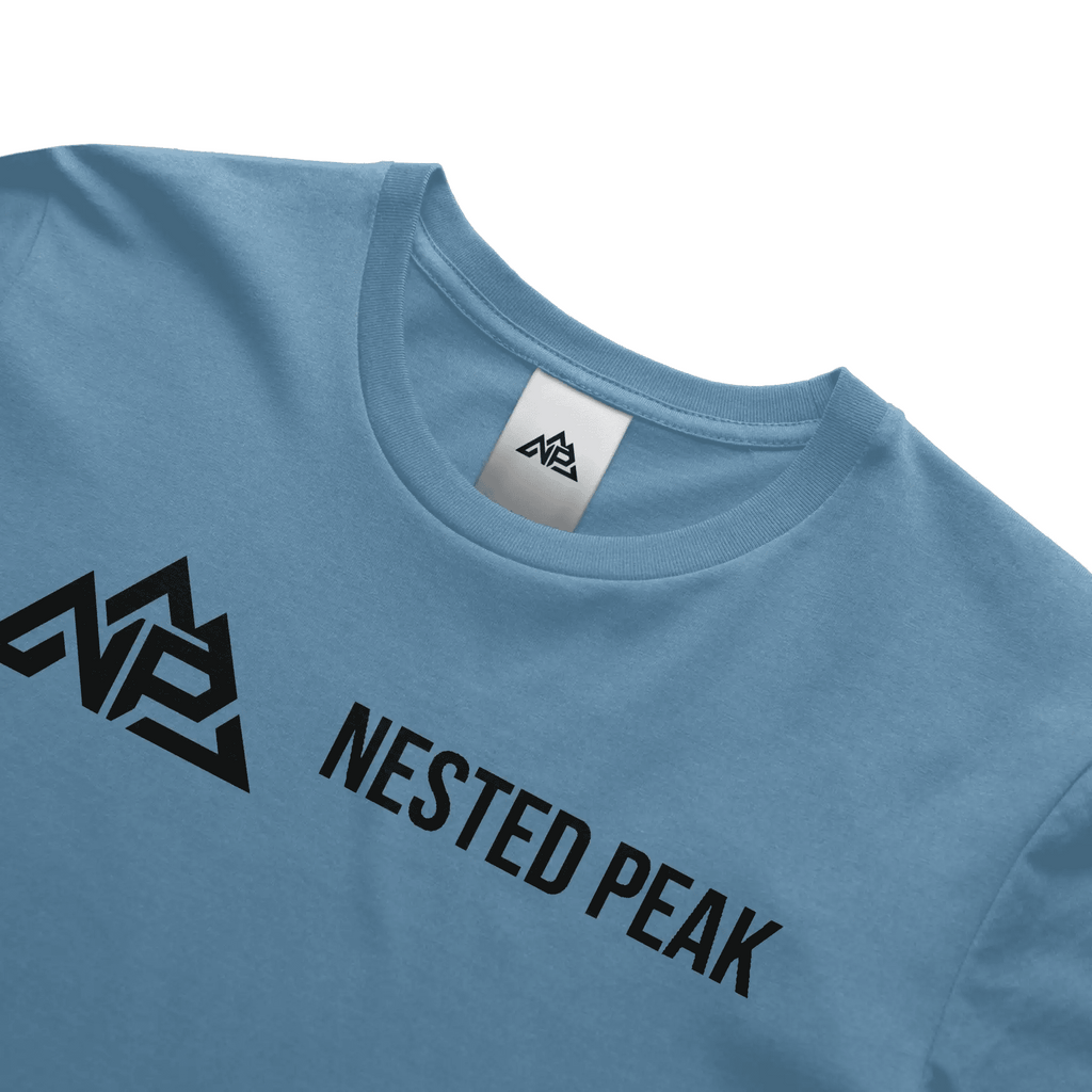 NP 26 Men's Dry Blend Short Sleeve T-Shirt | White, Sandstone, Columbia Blue - Nested Peak