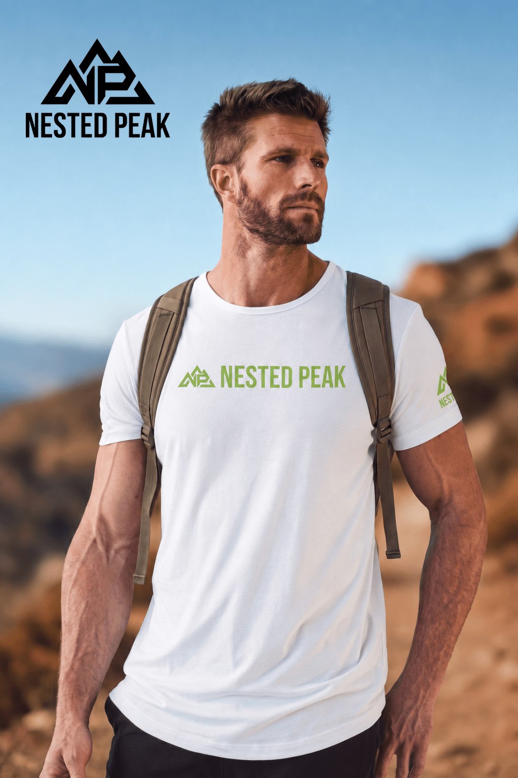 NP 26 Men's Heather Short Sleeve T-Shirt | White, Indigo, Black - Nested Peak