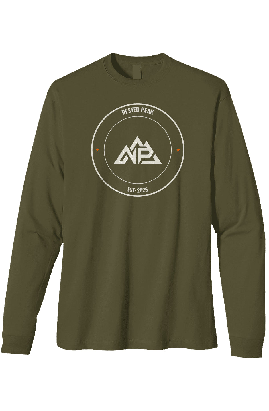 NP 26 Men's Heavyweight Long Sleeve T-Shirt | Pacific, Olive, Charcoal - Nested Peak