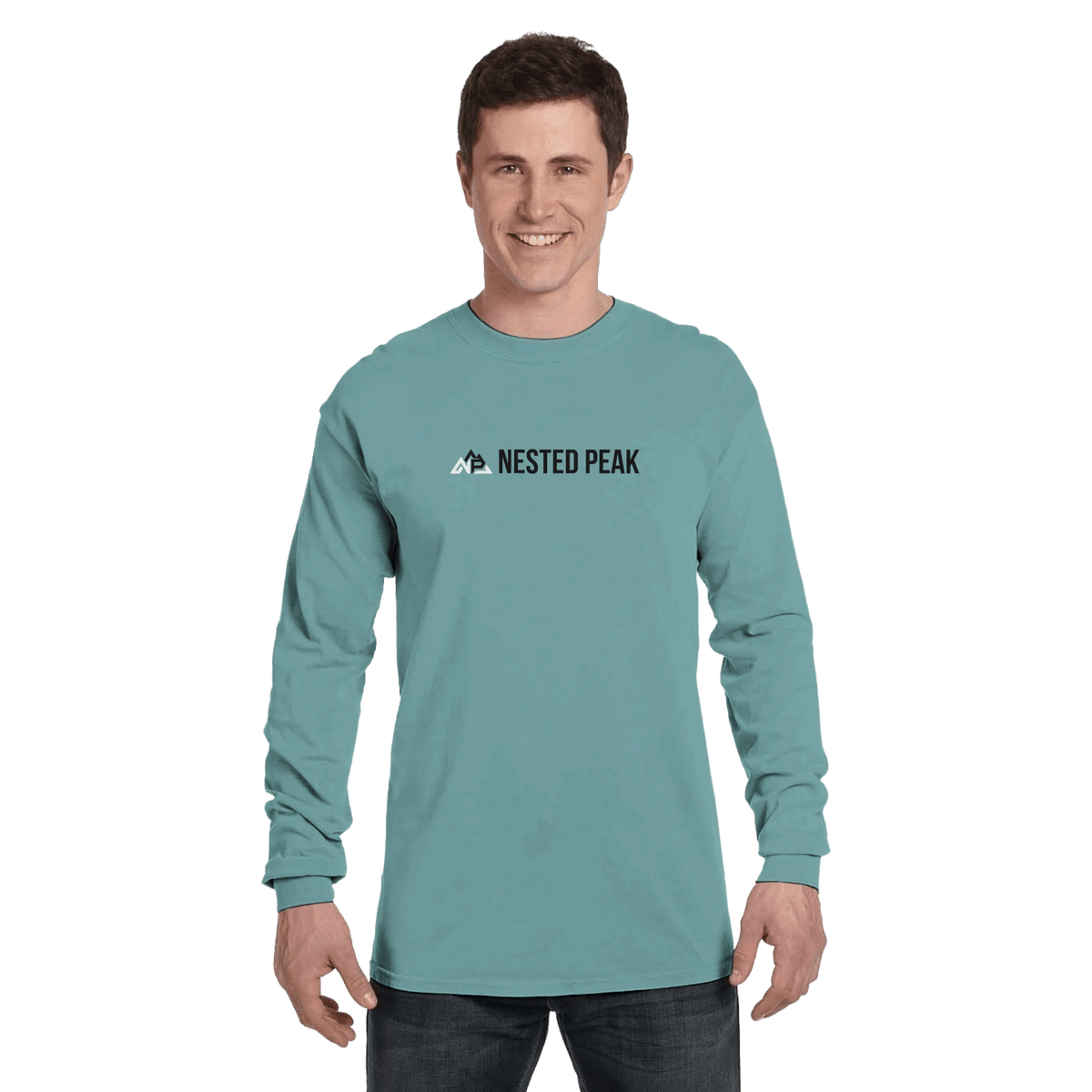 NP 26 Men's Heavyweight RS Long-Sleeve T-Shirt | Ice Blue, Khaki, Seafoam, Granite, Neon Red Orange - Nested Peak