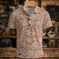 NP 26 Men's Henley Shirt | Navy and Orange Pattern - Nested Peak LLC