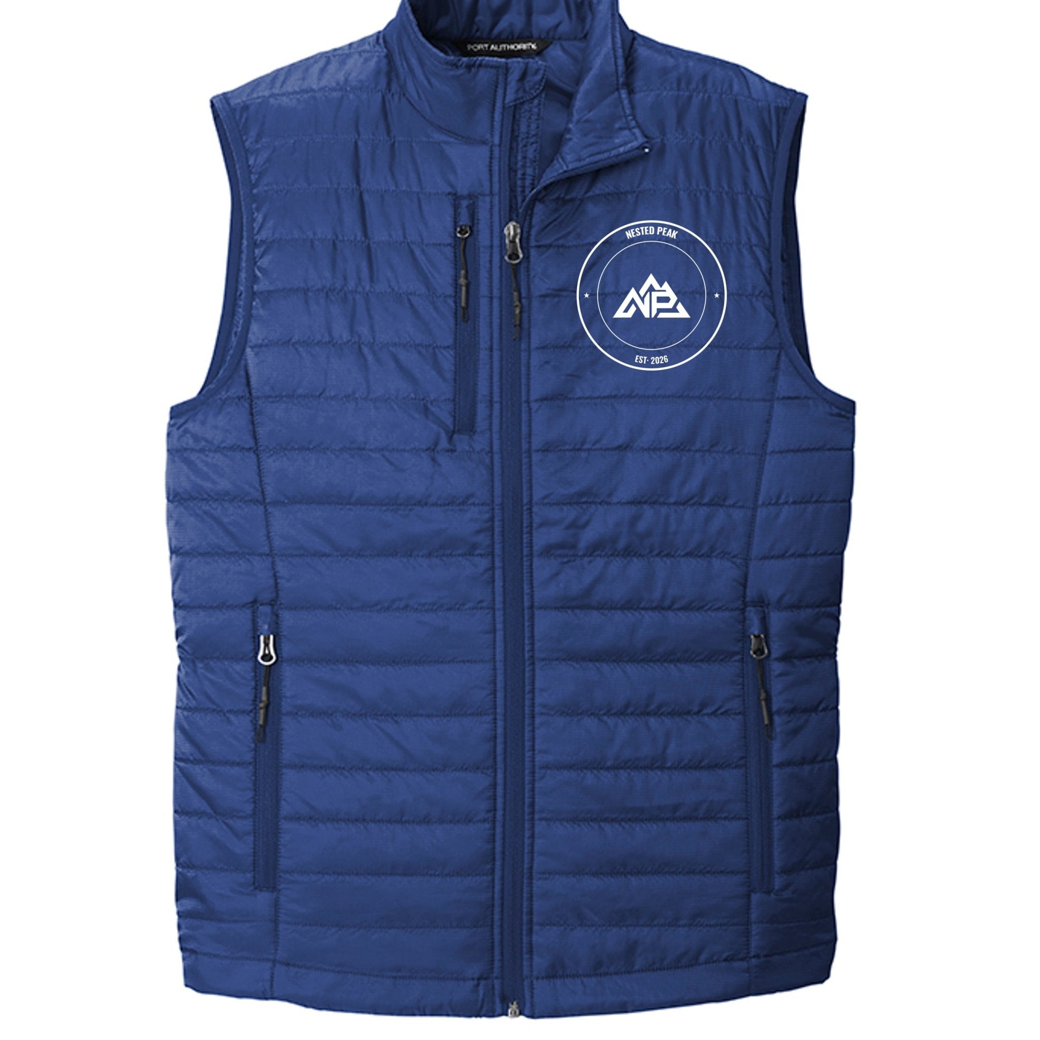 NP 26 Men's Puff Vest | River Blue Navy, Graphite, Deep Black, Cobalt Blue - Nested Peak