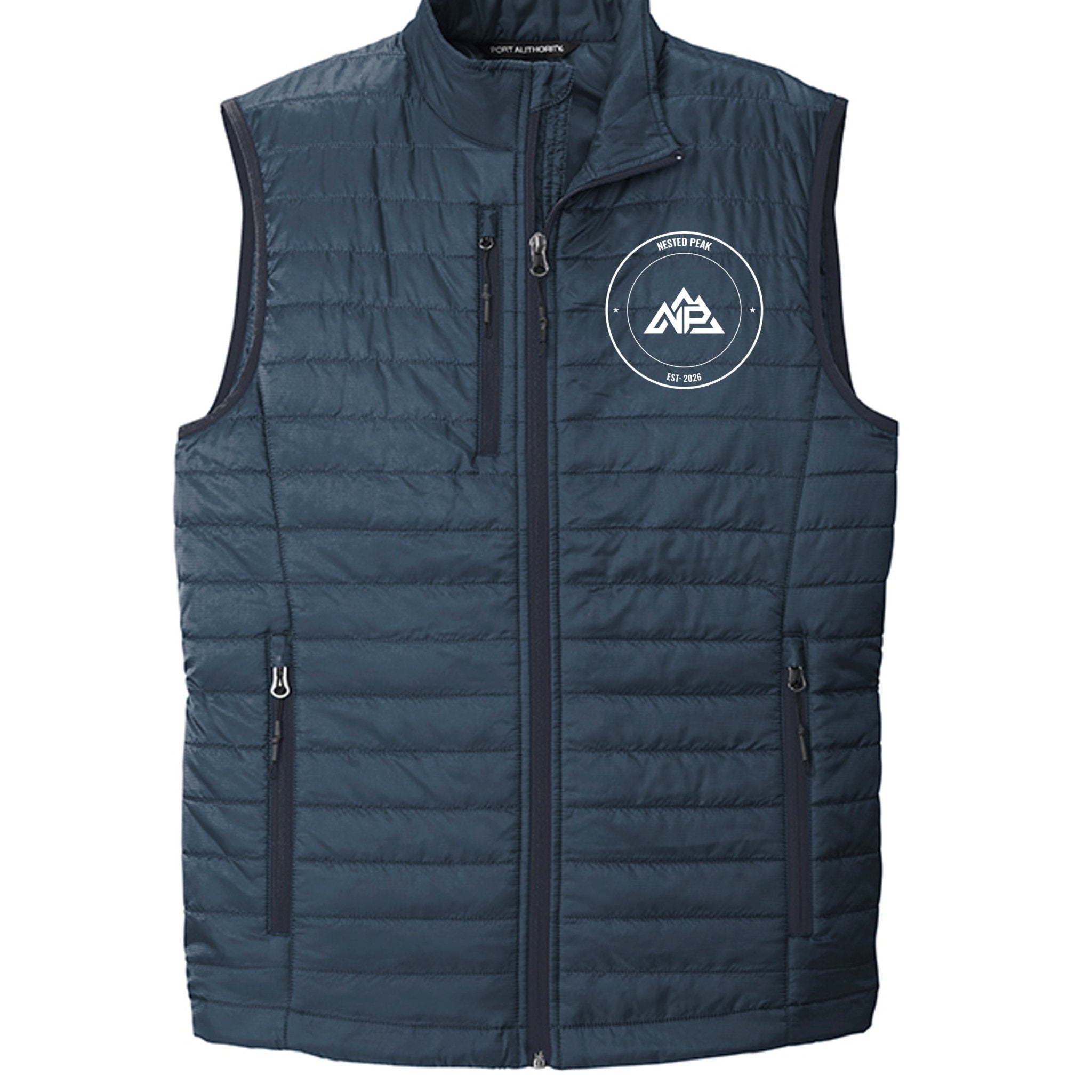 NP 26 Men's Puff Vest | River Blue Navy, Graphite, Deep Black, Cobalt Blue - Nested Peak