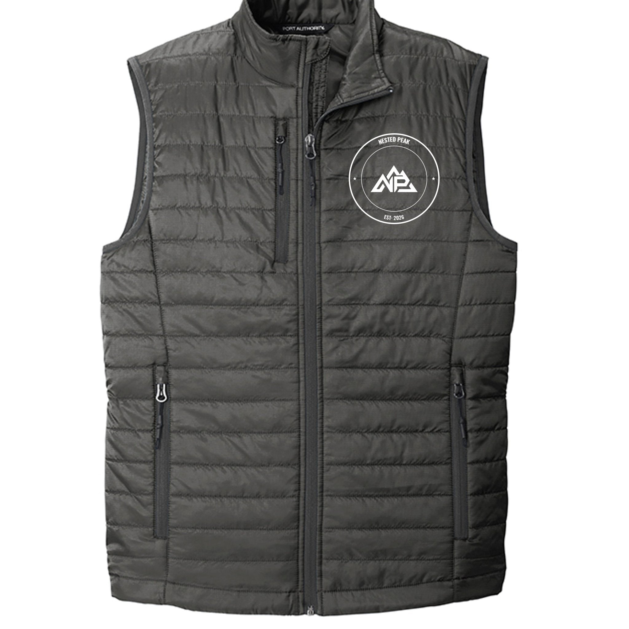NP 26 Men's Puff Vest | River Blue Navy, Graphite, Deep Black, Cobalt Blue - Nested Peak