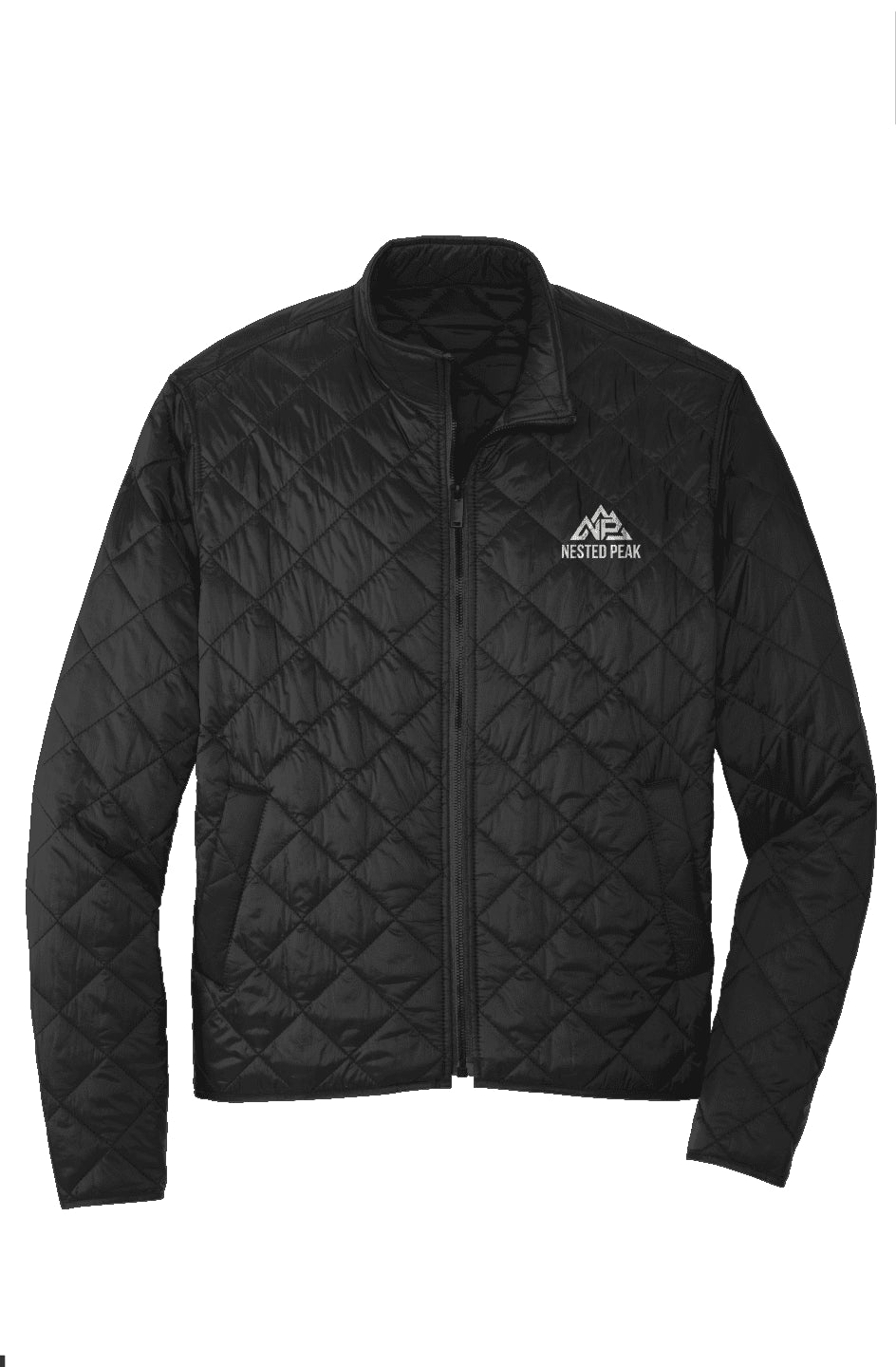 NP 26 Men's Quilted Full Zip Jacket | Townsend Green, Deep Black - Nested Peak