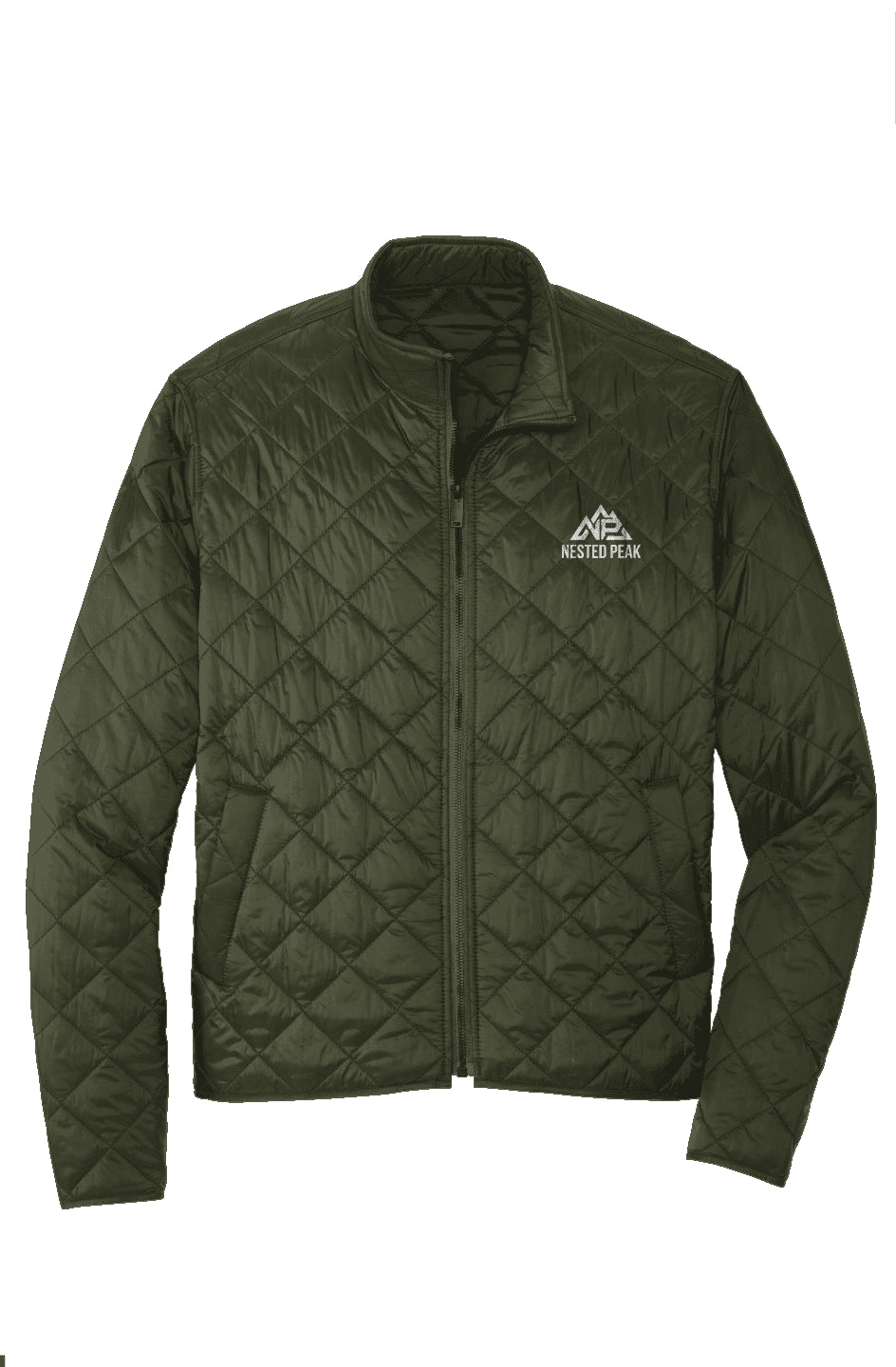 NP 26 Men's Quilted Full Zip Jacket | Townsend Green, Deep Black - Nested Peak