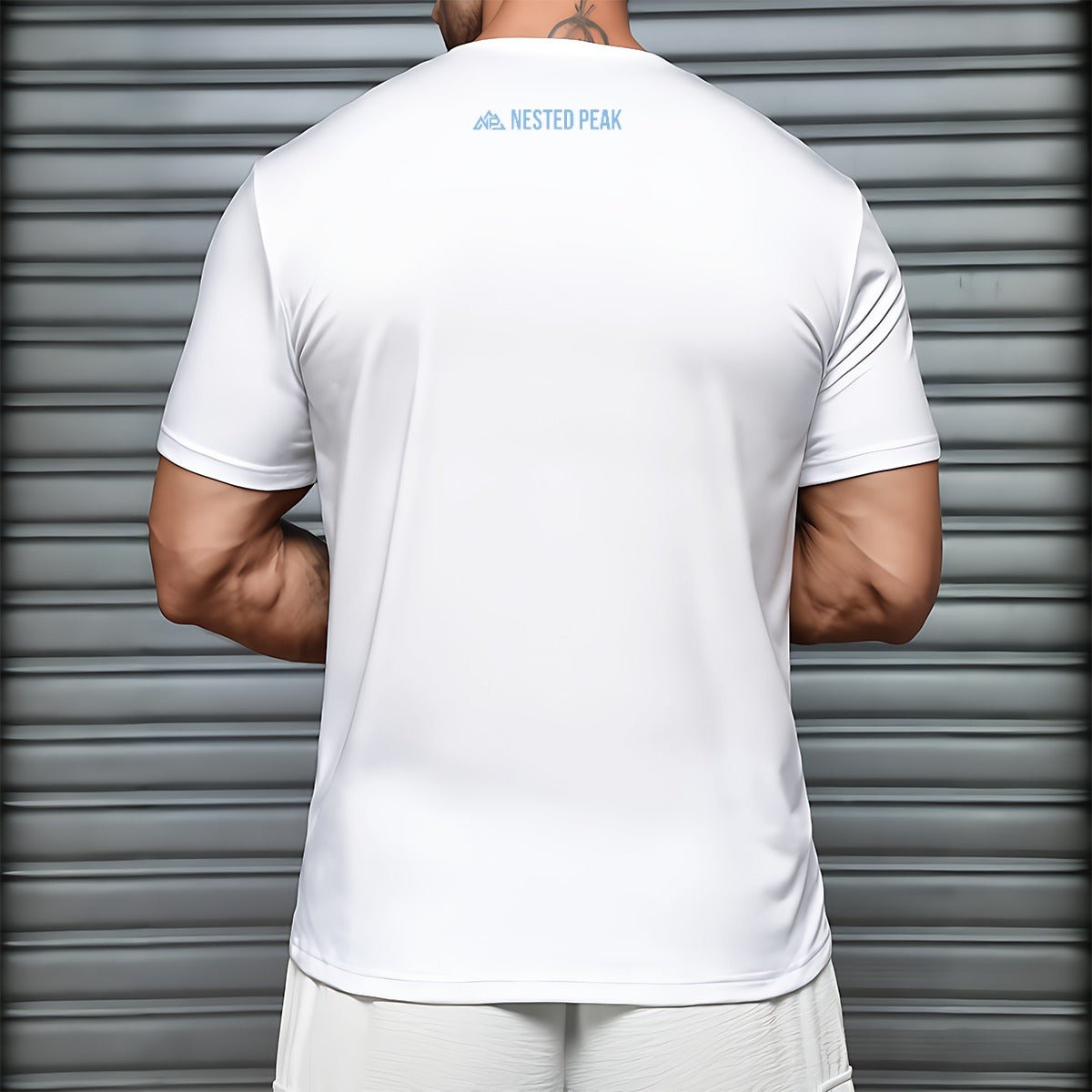 NP 26 Men's Short Sleeve T-Shirt With Sports Collar | White - Nested Peak