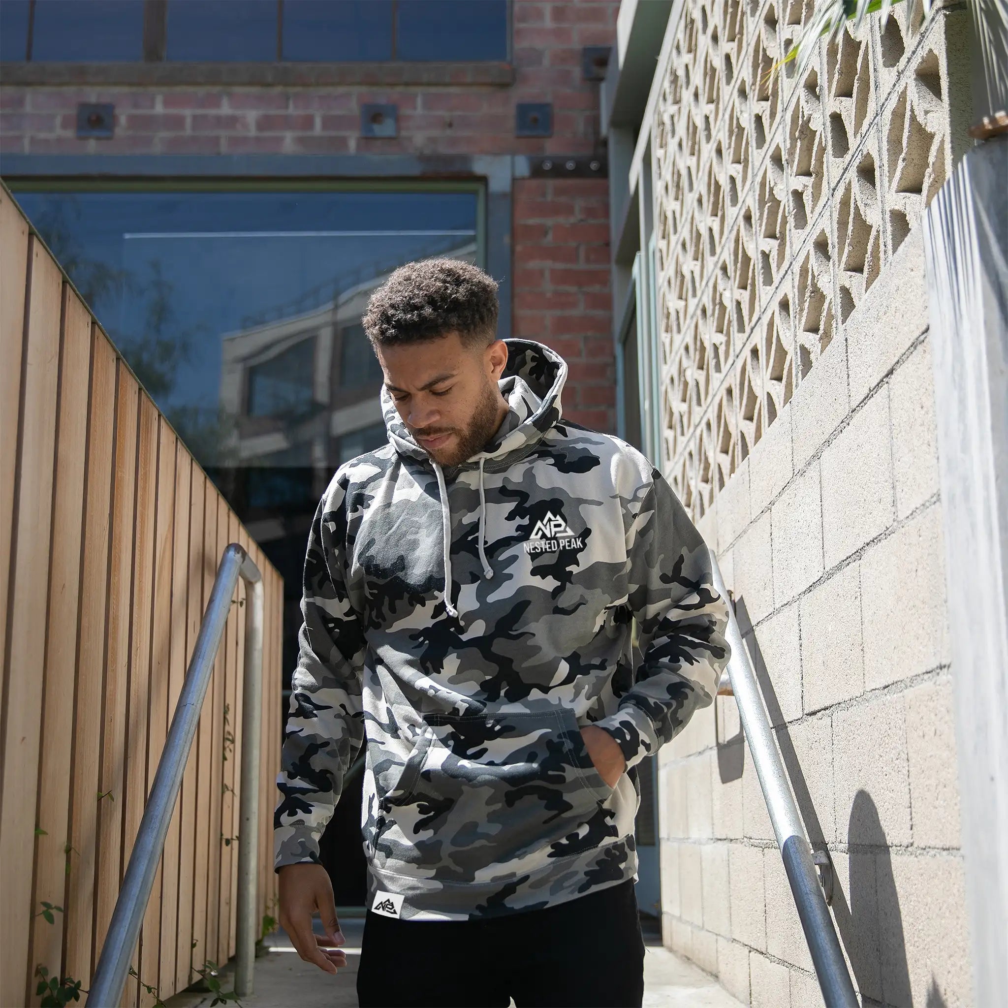 NP 26 Men's Snow Camo Heavyweight Hoodie | Snow Camo - Nested Peak