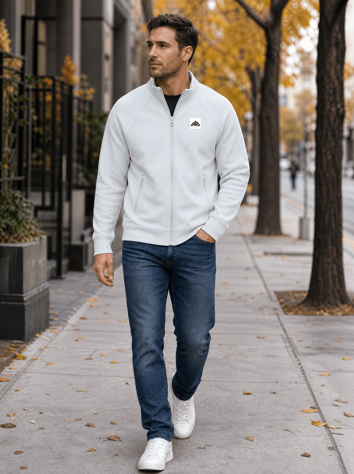 NP 26 Men's Stand Collar Jacket | Light Blue, Black, Navy Blue - Nested Peak LLC