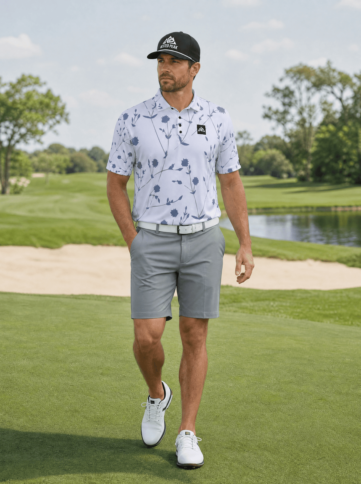 NP 26 Men's UV Protection Polo Shirt | White - Nested Peak LLC