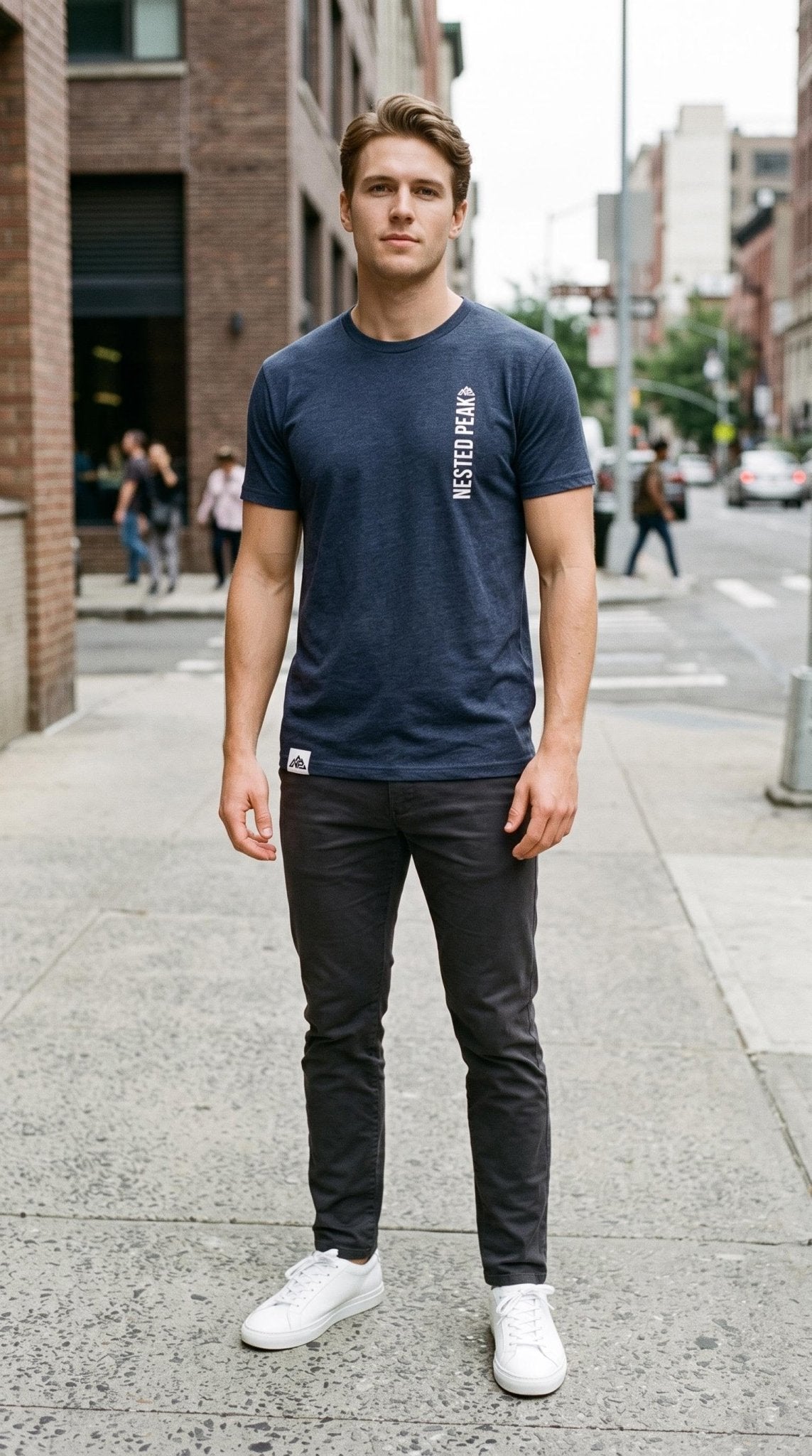 NP 26 Men's Vertical Triblend Tee | Solid Navy Triblend, Solid Black Triblend, Red Triblend - Nested Peak