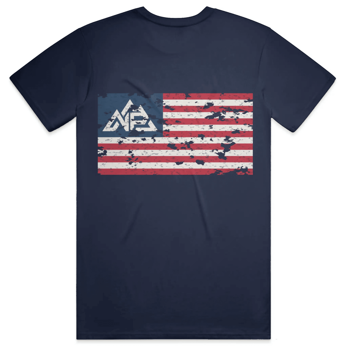 NP 26 Men's Vintage Flag Dri-Power T-Shirt | Navy, Sandstone, Military Green - Nested Peak