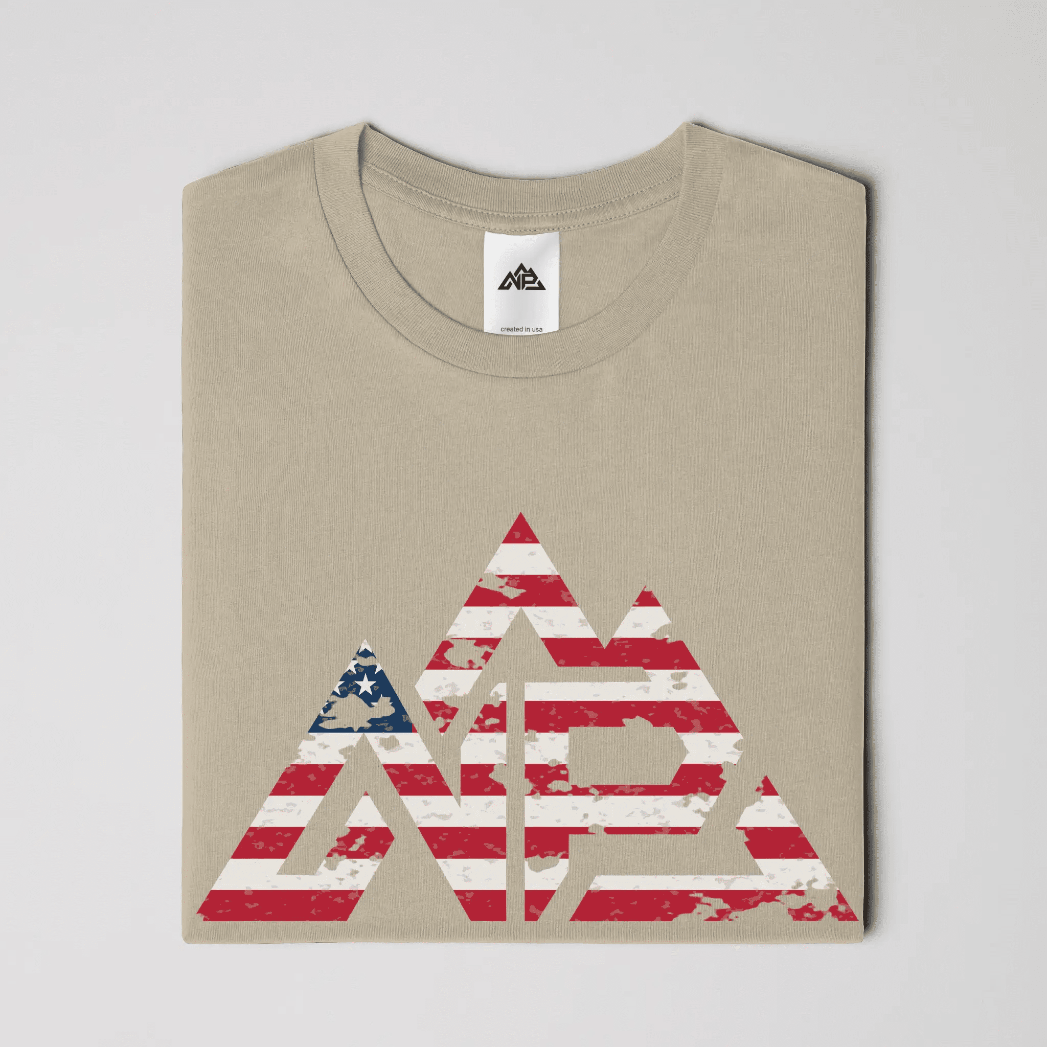 NP 26 Men's Vintage Flag Dri-Power T-Shirt | Navy, Sandstone, Military Green - Nested Peak
