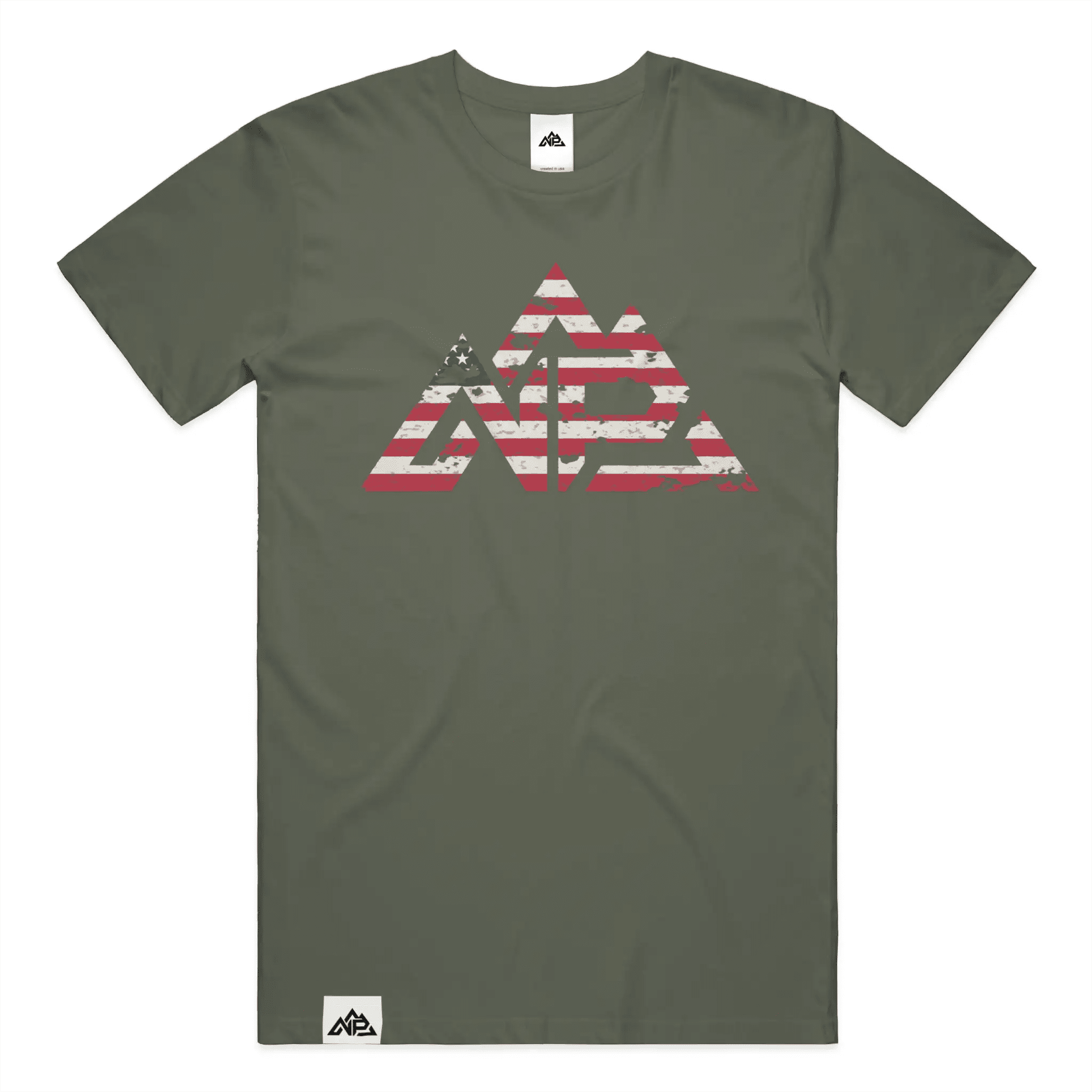NP 26 Men's Vintage Flag Dri-Power T-Shirt | Navy, Sandstone, Military Green - Nested Peak