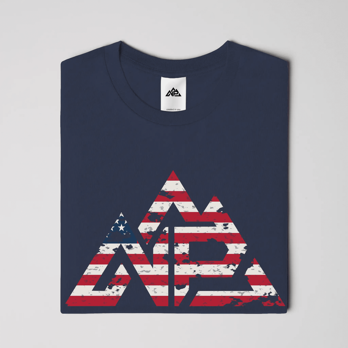 NP 26 Men's Vintage Flag Dri-Power T-Shirt | Navy, Sandstone, Military Green - Nested Peak