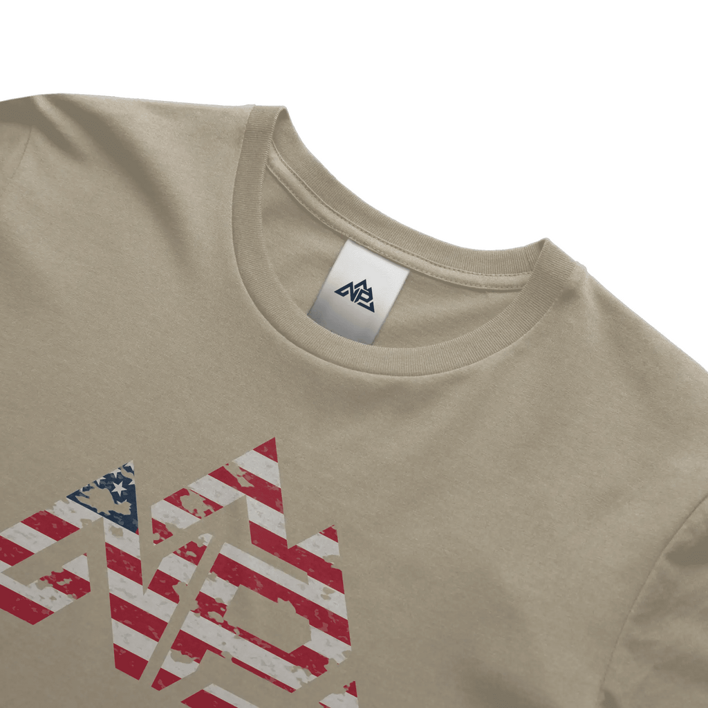 NP 26 Men's Vintage Flag Dri-Power T-Shirt | Navy, Sandstone, Military Green - Nested Peak
