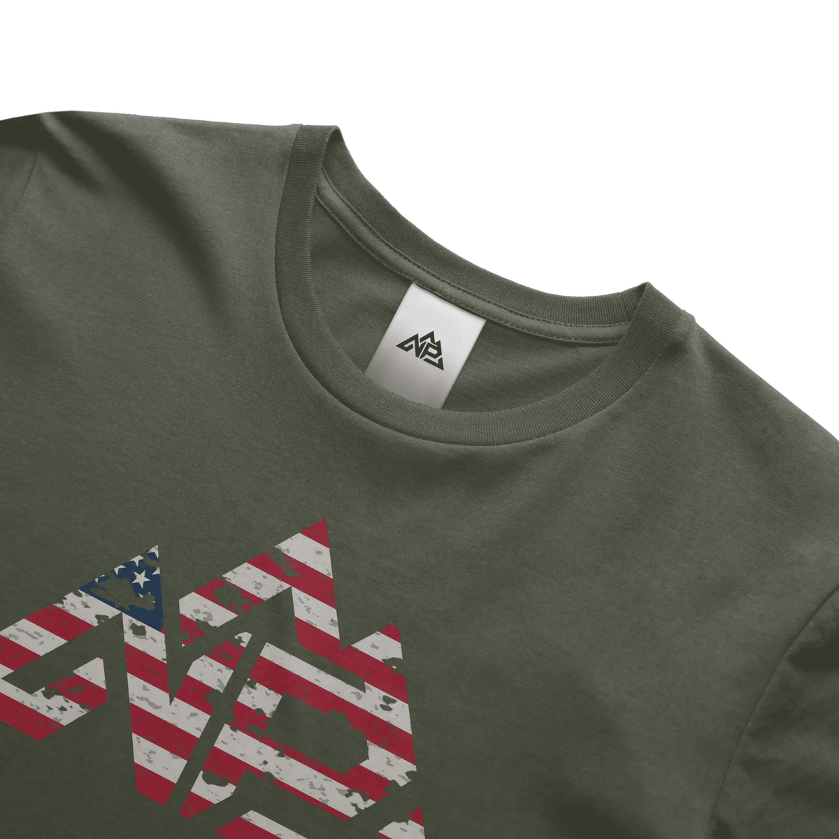 NP 26 Men's Vintage Flag Dri-Power T-Shirt | Navy, Sandstone, Military Green - Nested Peak