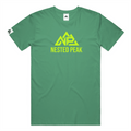 NP 26 Neon Green Logo Dri-Blend T-Shirt | Kelly Green, Black, Light Blue - Nested Peak