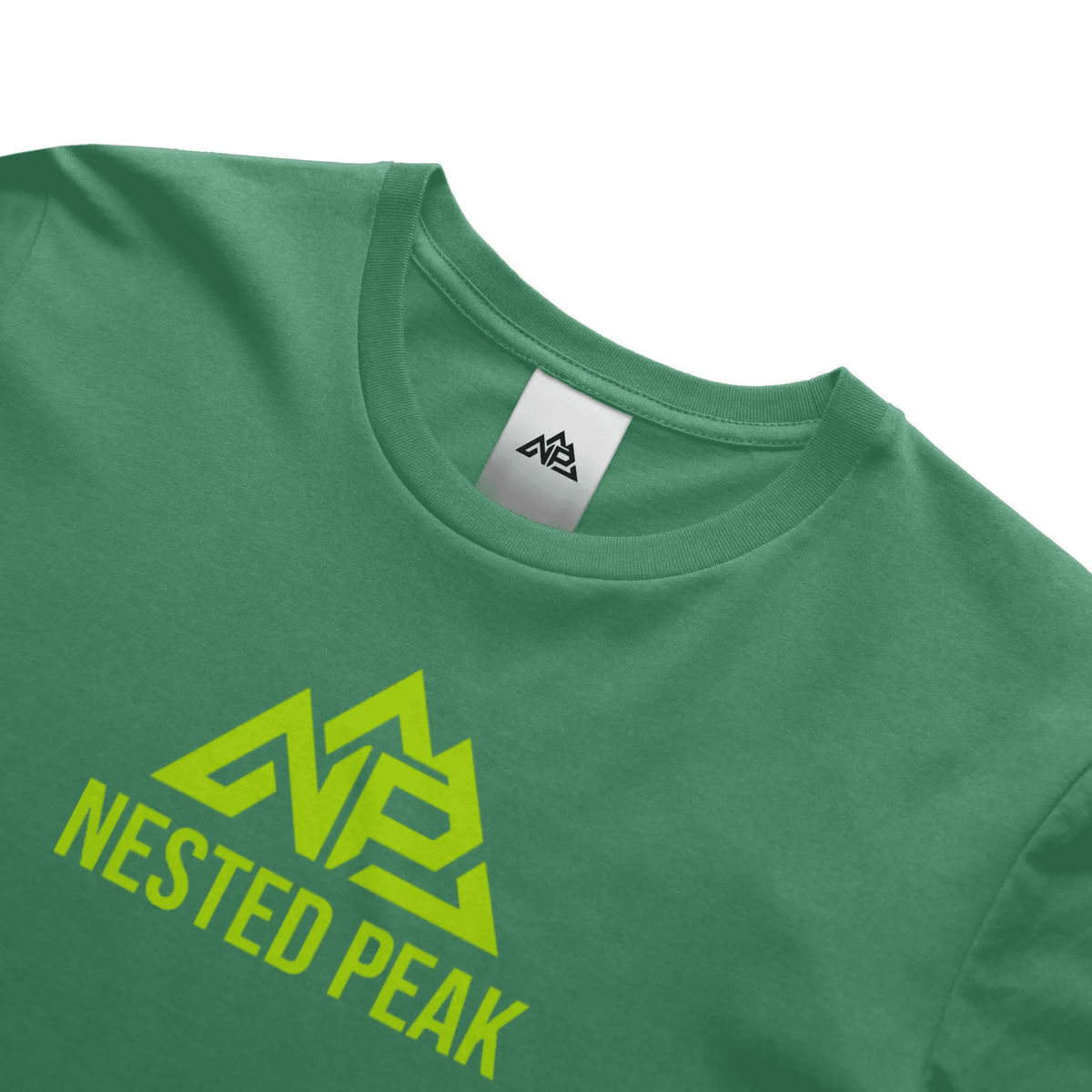 NP 26 Neon Green Logo Dri-Blend T-Shirt | Kelly Green, Black, Light Blue - Nested Peak