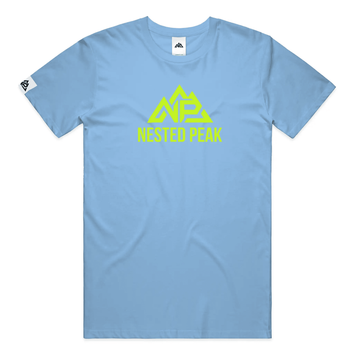 NP 26 Neon Green Logo Dri-Blend T-Shirt | Kelly Green, Black, Light Blue - Nested Peak