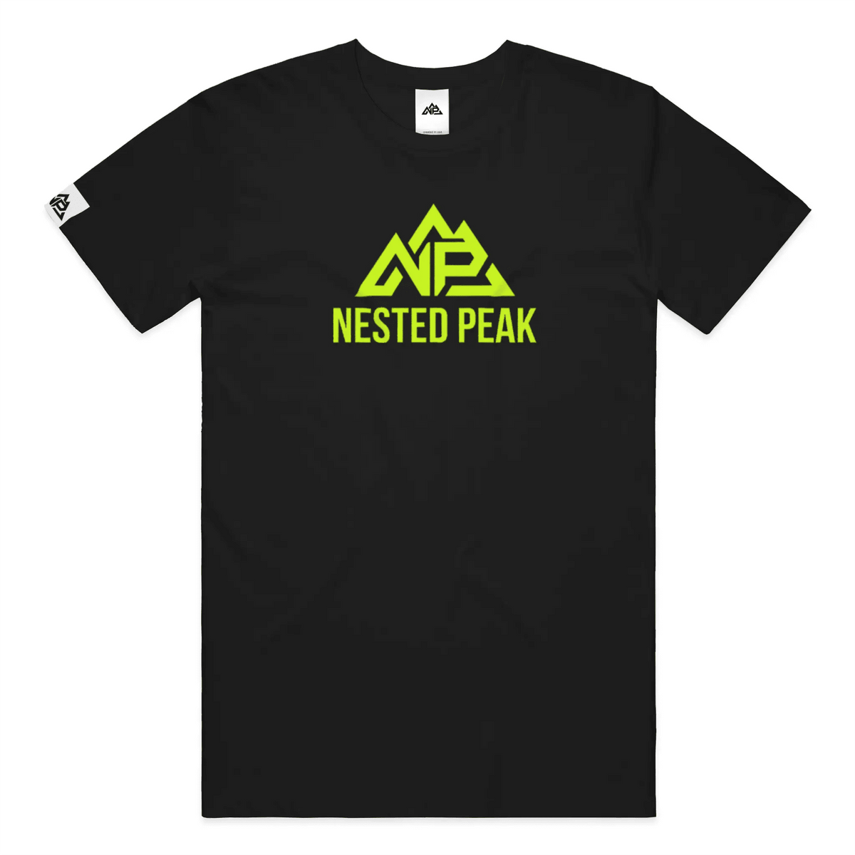 NP 26 Neon Green Logo Dri-Blend T-Shirt | Kelly Green, Black, Light Blue - Nested Peak
