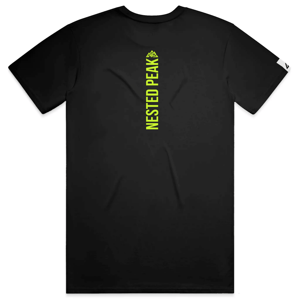 NP 26 Neon Green Logo Dri-Blend T-Shirt | Kelly Green, Black, Light Blue - Nested Peak