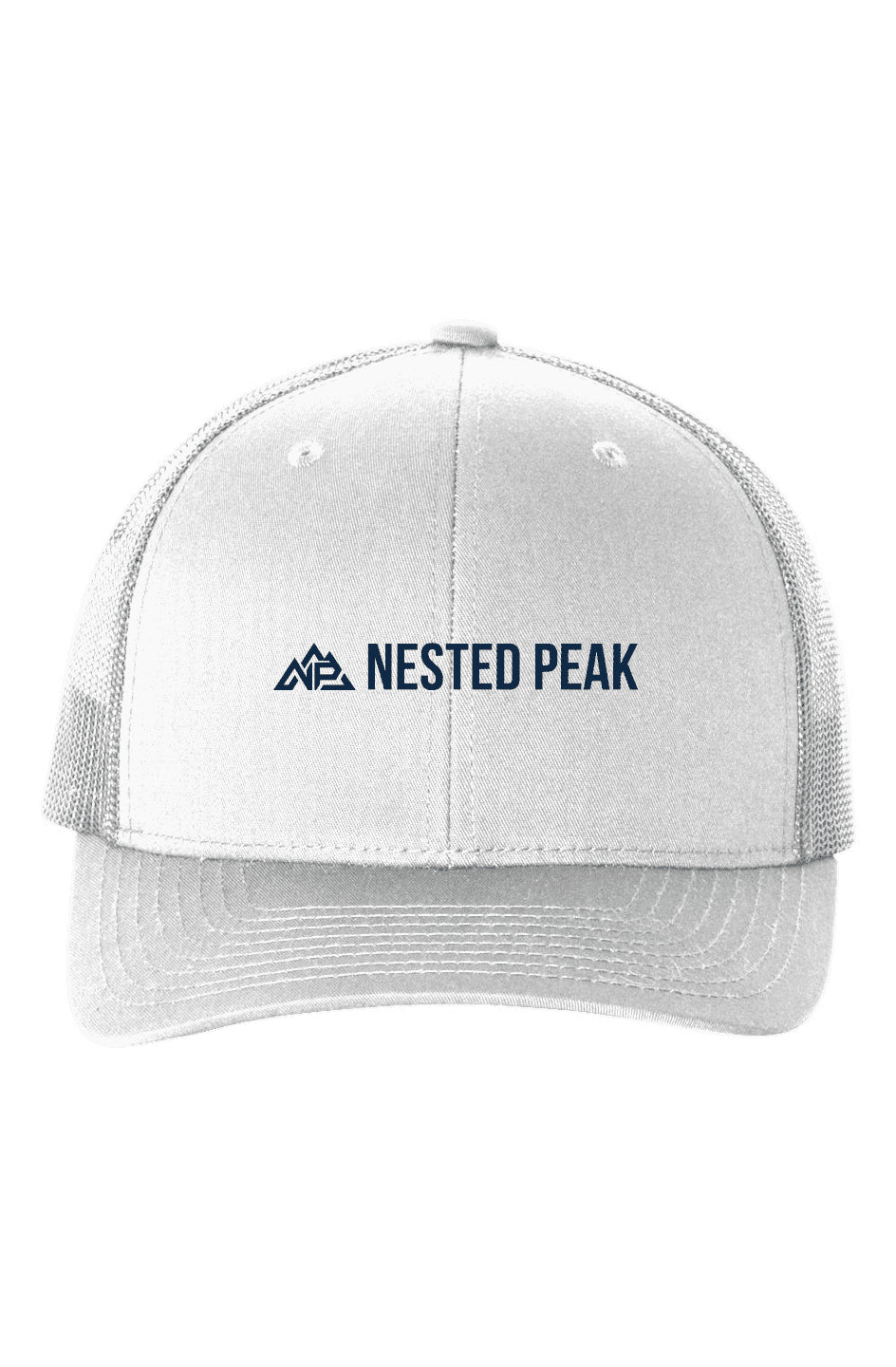 NP 26 Six-Panel Retro Trucker Cap | White, Charcoal, Silver - Nested Peak