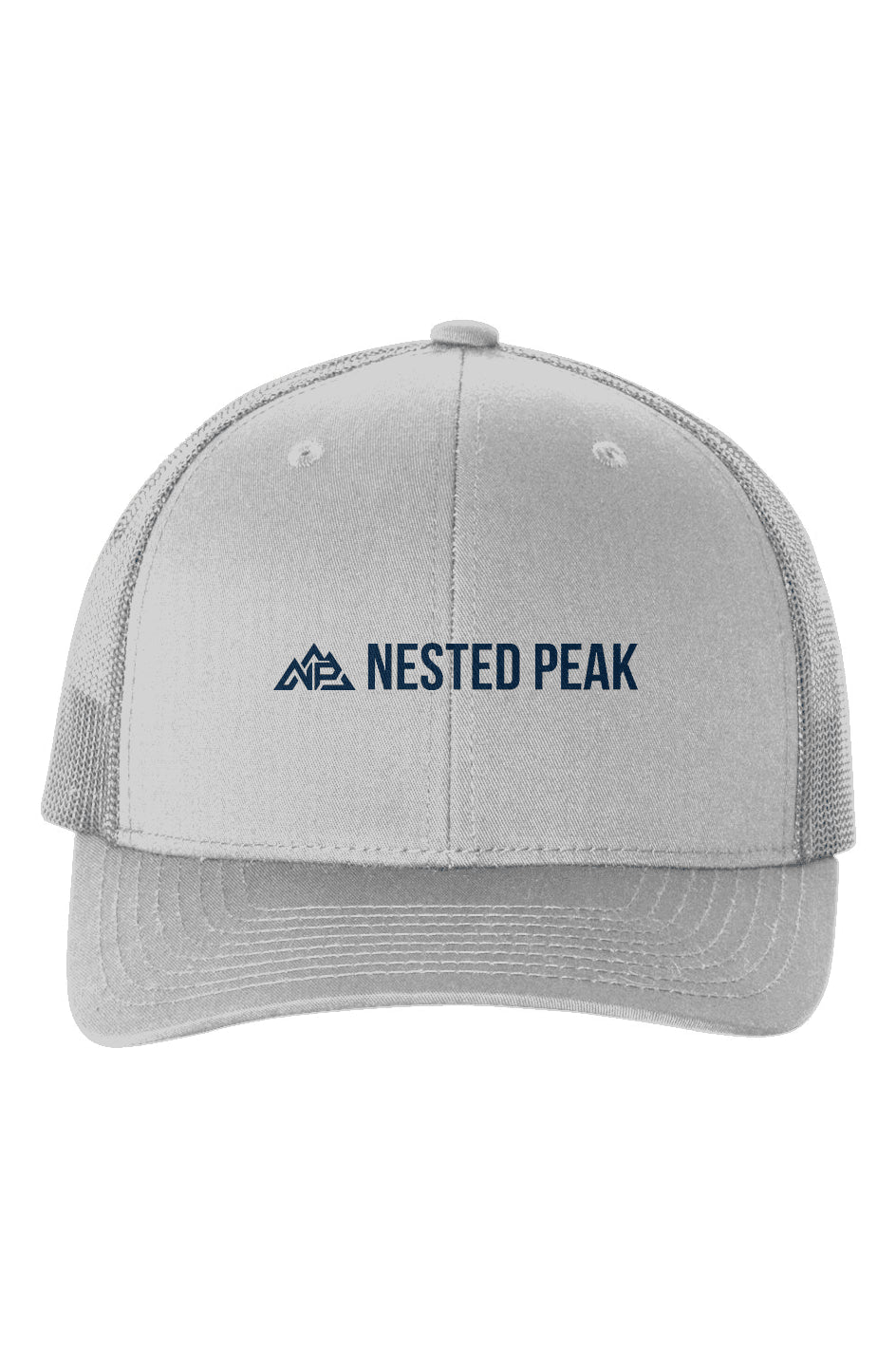 NP 26 Six-Panel Retro Trucker Cap | White, Charcoal, Silver - Nested Peak
