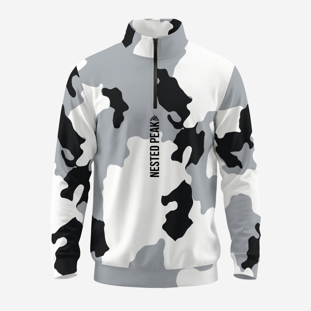 NP 26 Snow Camo Men's Half-Zip Pullover Sweatshirt | White - Nested Peak
