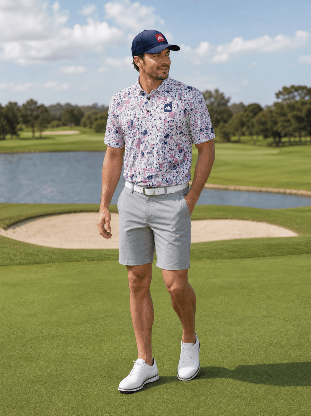 NP 26 Speckle Men's UV Protection Polo Shirt - Nested Peak LLC