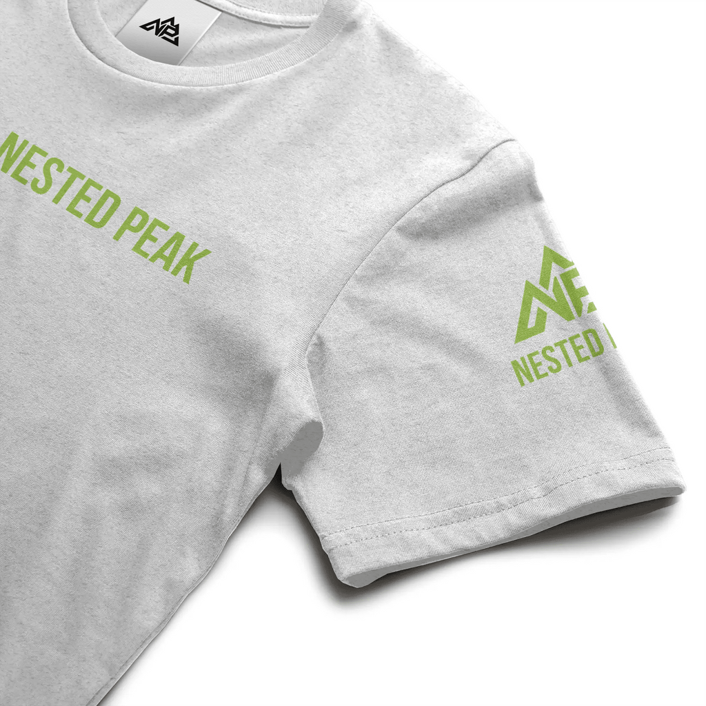 NP 26 Unisex Heather Short Sleeve T-Shirt | White, Indigo, Black - Nested Peak