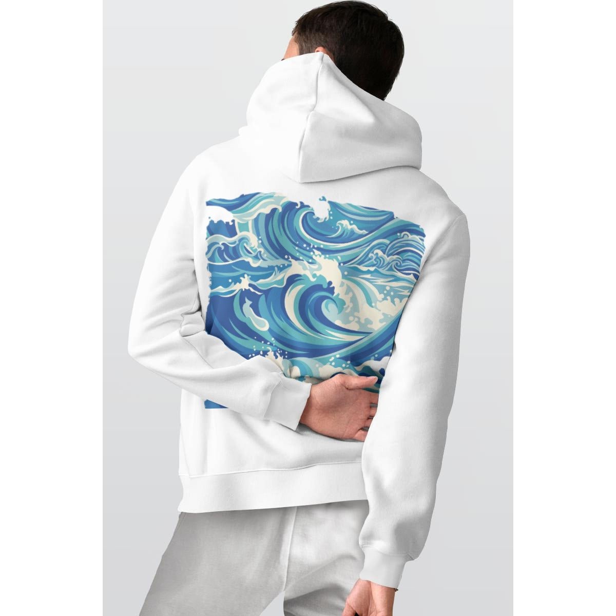 NP 26 Wave Men's Thicken Pullover Hoodie | White - Nested Peak