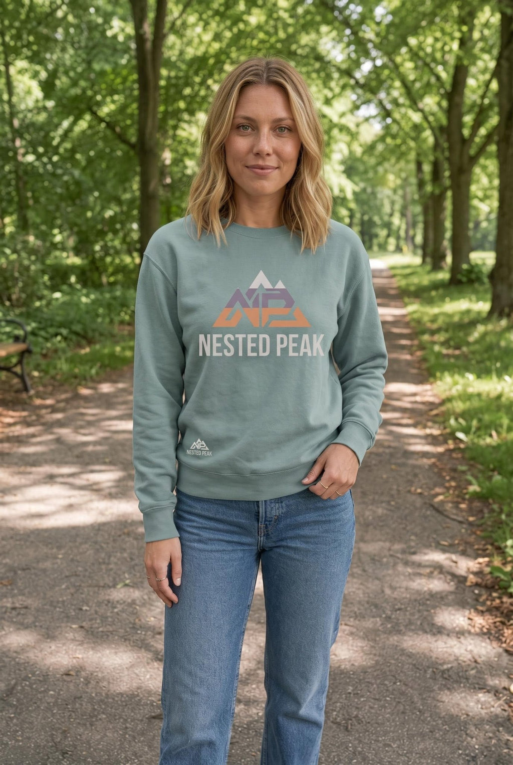 NP 26 Women's Drop Shoulder Sweatshirt | Mauve, Dusty Blue, Tan - Nested Peak