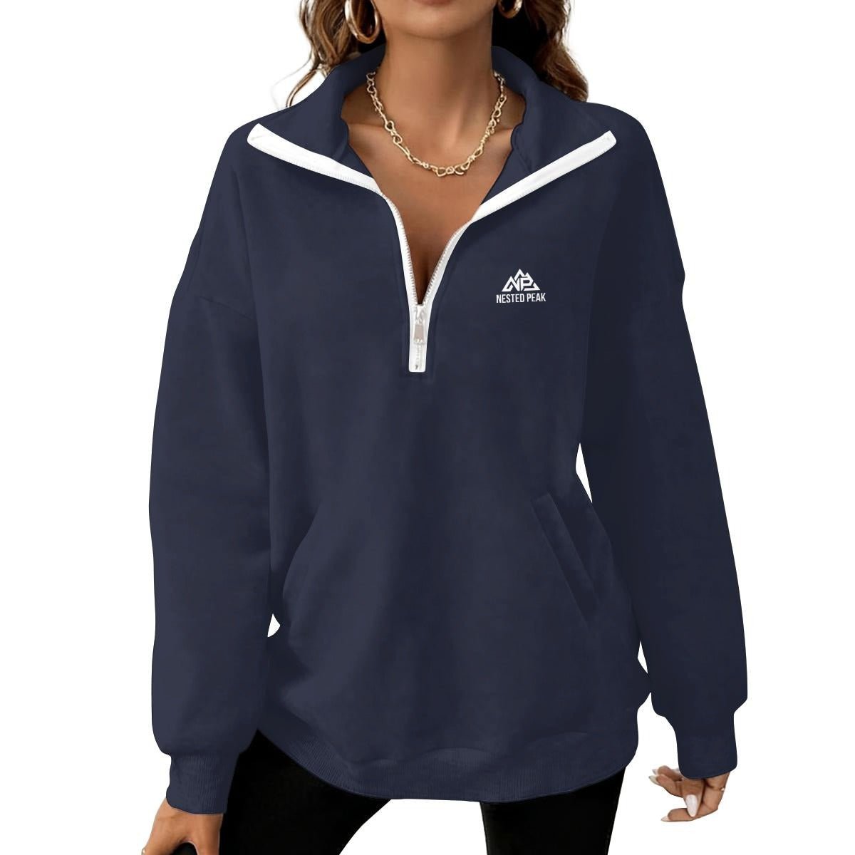 NP 26 Women's Half-Zip Fleece Sweatshirt | Cornflower Blue, Granite Gray, Rose Quartz, Tuscan Red - Nested Peak LLC