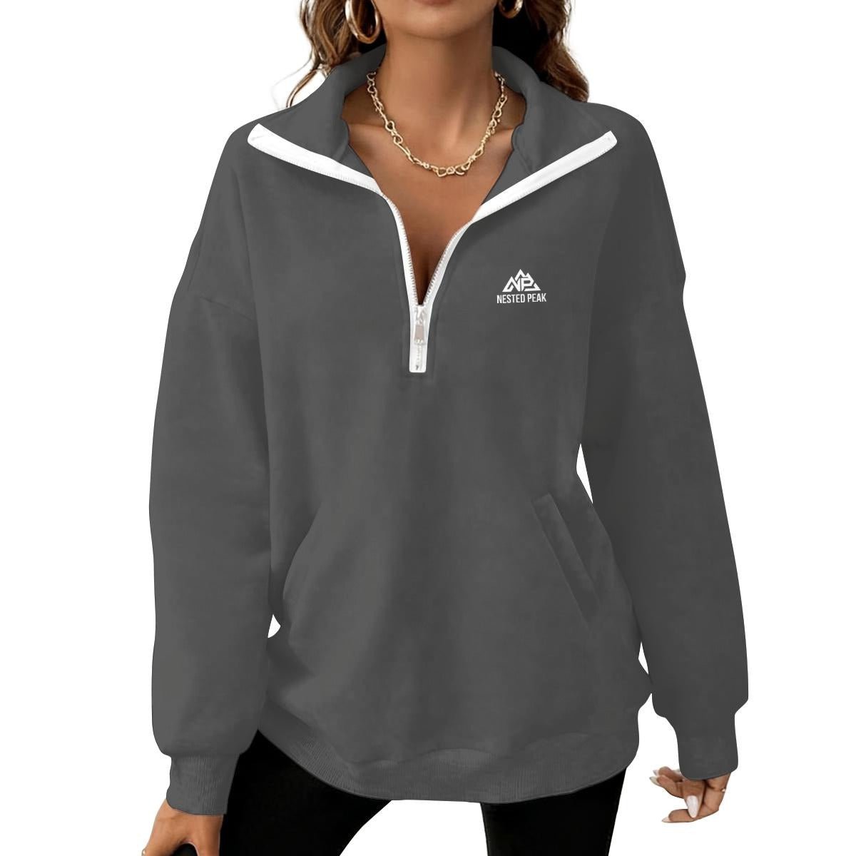 NP 26 Women's Half-Zip Fleece Sweatshirt | Cornflower Blue, Granite Gray, Rose Quartz, Tuscan Red - Nested Peak LLC
