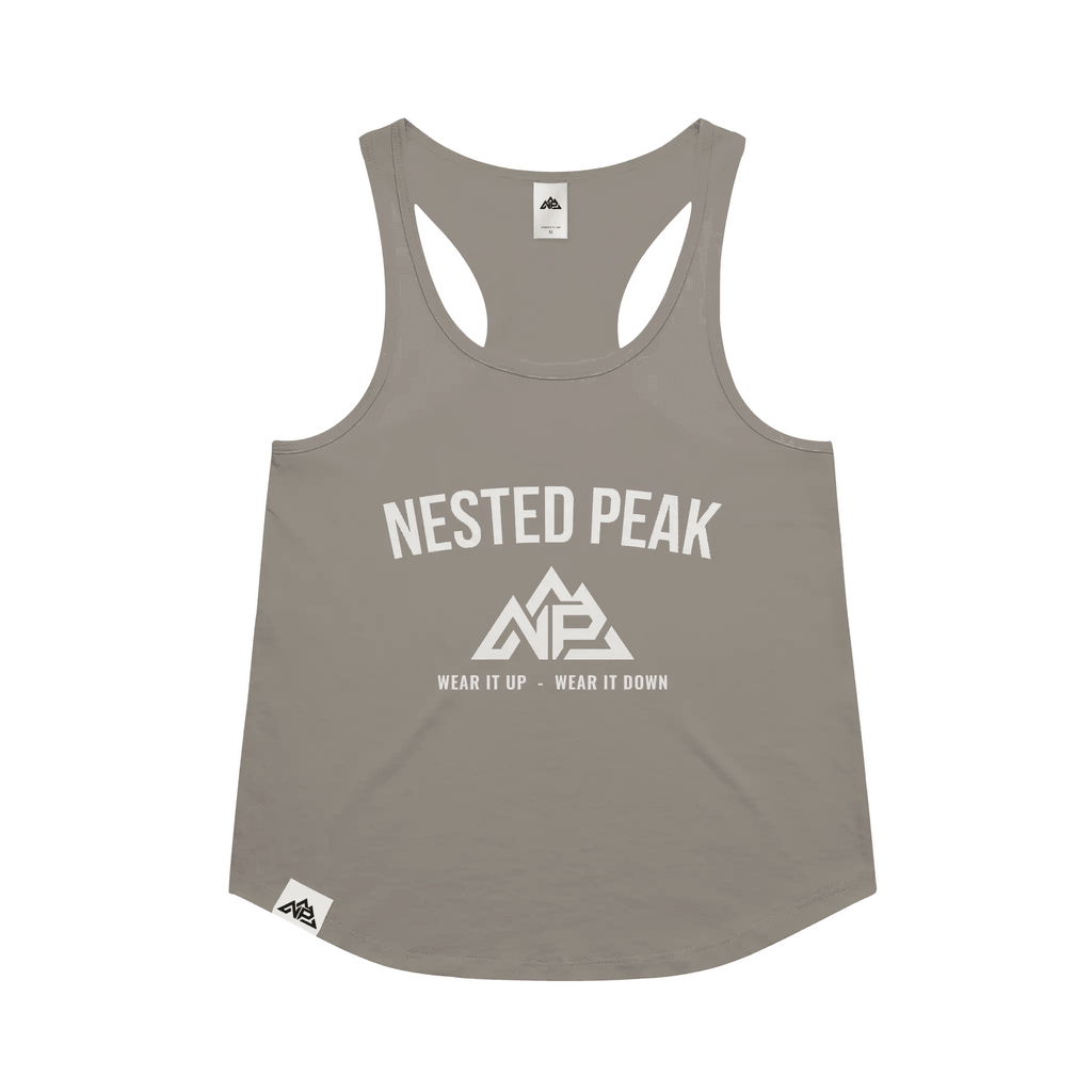 NP 26 Women's Ideal Racerback Tank | Warm Grey, Indigo, Mint - Nested Peak